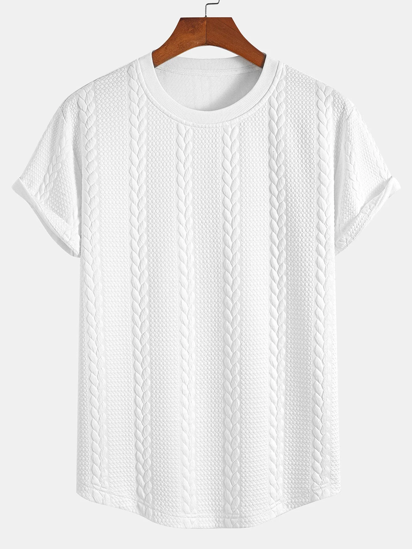 Aarón® | Twist Jacquard Arc Hem T-Shirt & Twist Jacquard Shorts - Image 3