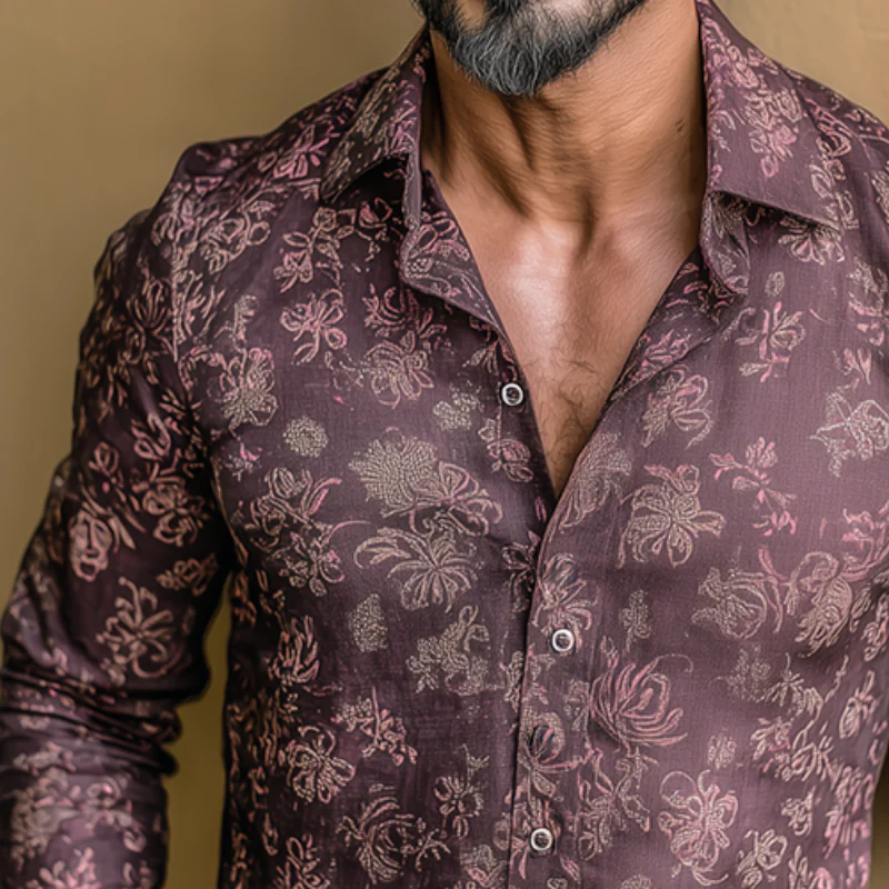 Aaron | Men'S Retro Casual Paisley Print Lapel Long Sleeve Shirt - Image 3