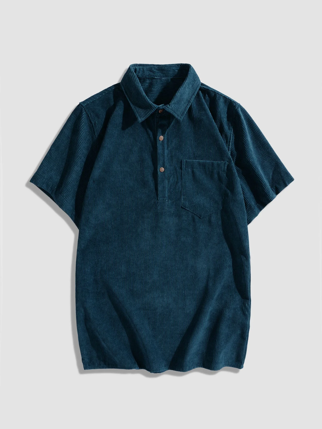 Abelardo® | Corduroy Solid Short Sleeve Basic Shirts - Image 7