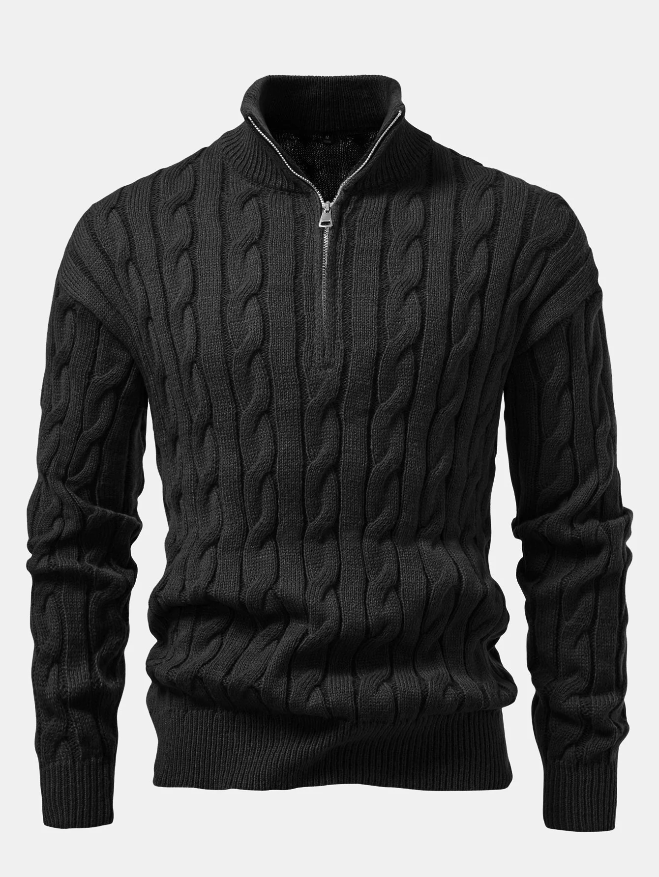 Achille® | Twist Jacquard Quarter Zip Sweater - Image 7