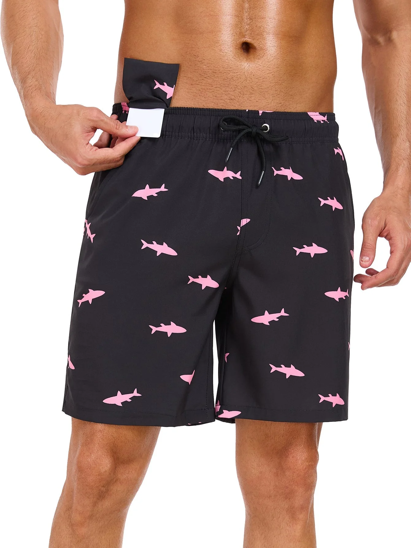 Acisclo® | 2 In 1 Pink Shark Print Swim Shorts - Image 3