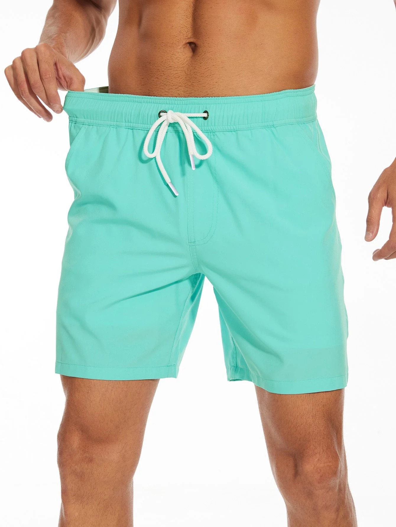 Acton® | 2 In 1 Solid Color Drawstring Swim Shorts - Image 3