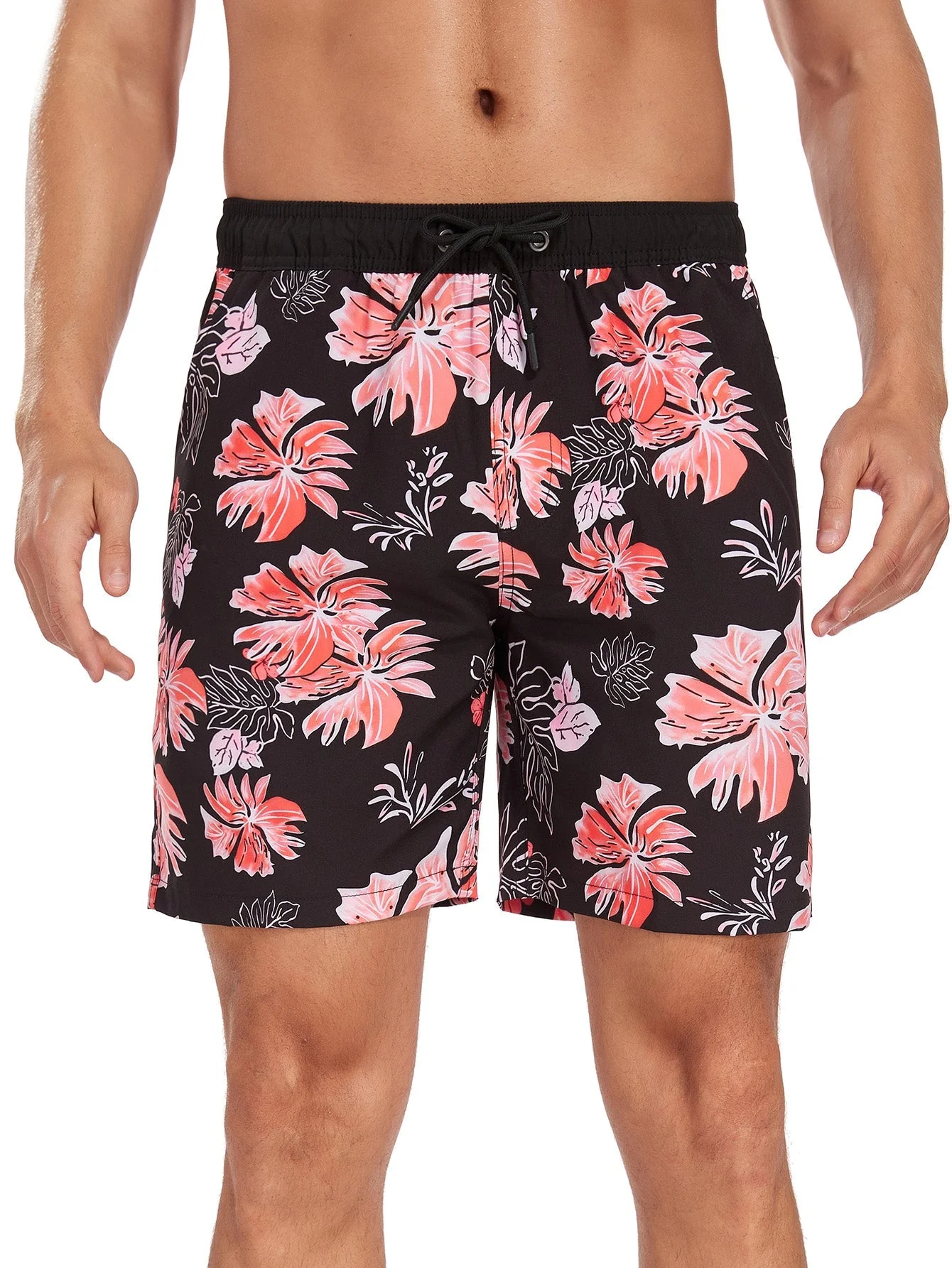 Adal® | 2 In 1 Tropical Flower Print Pocket Drawstring Swim Shorts - Image 2