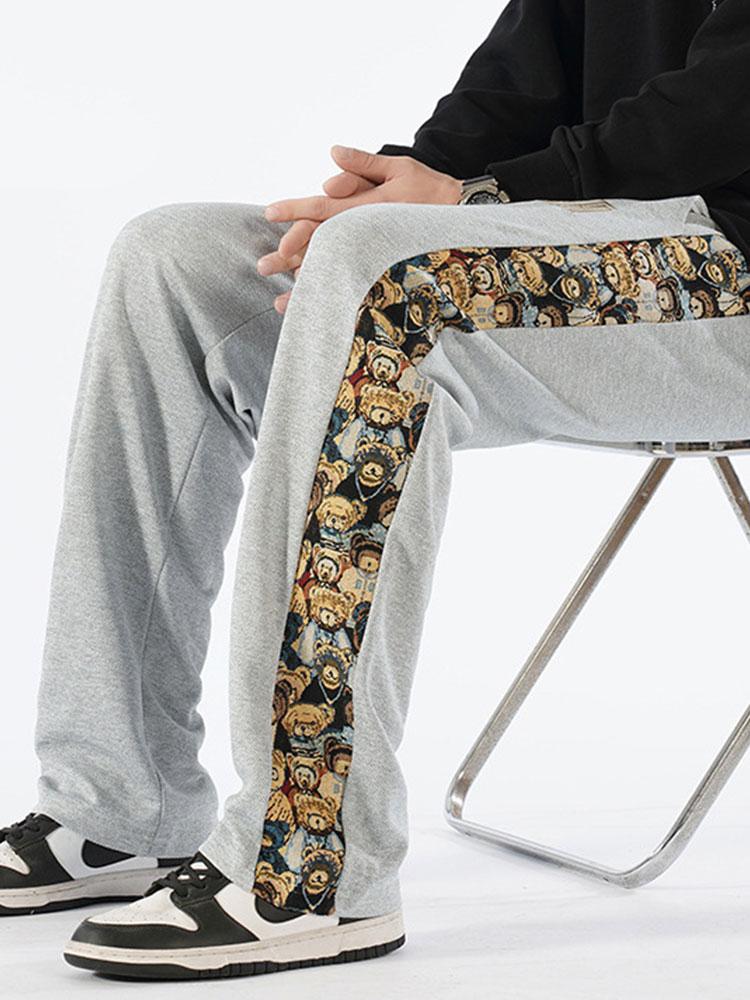 Adalberto® | Bear Print Patchwork Straight Leg Pants - Image 6