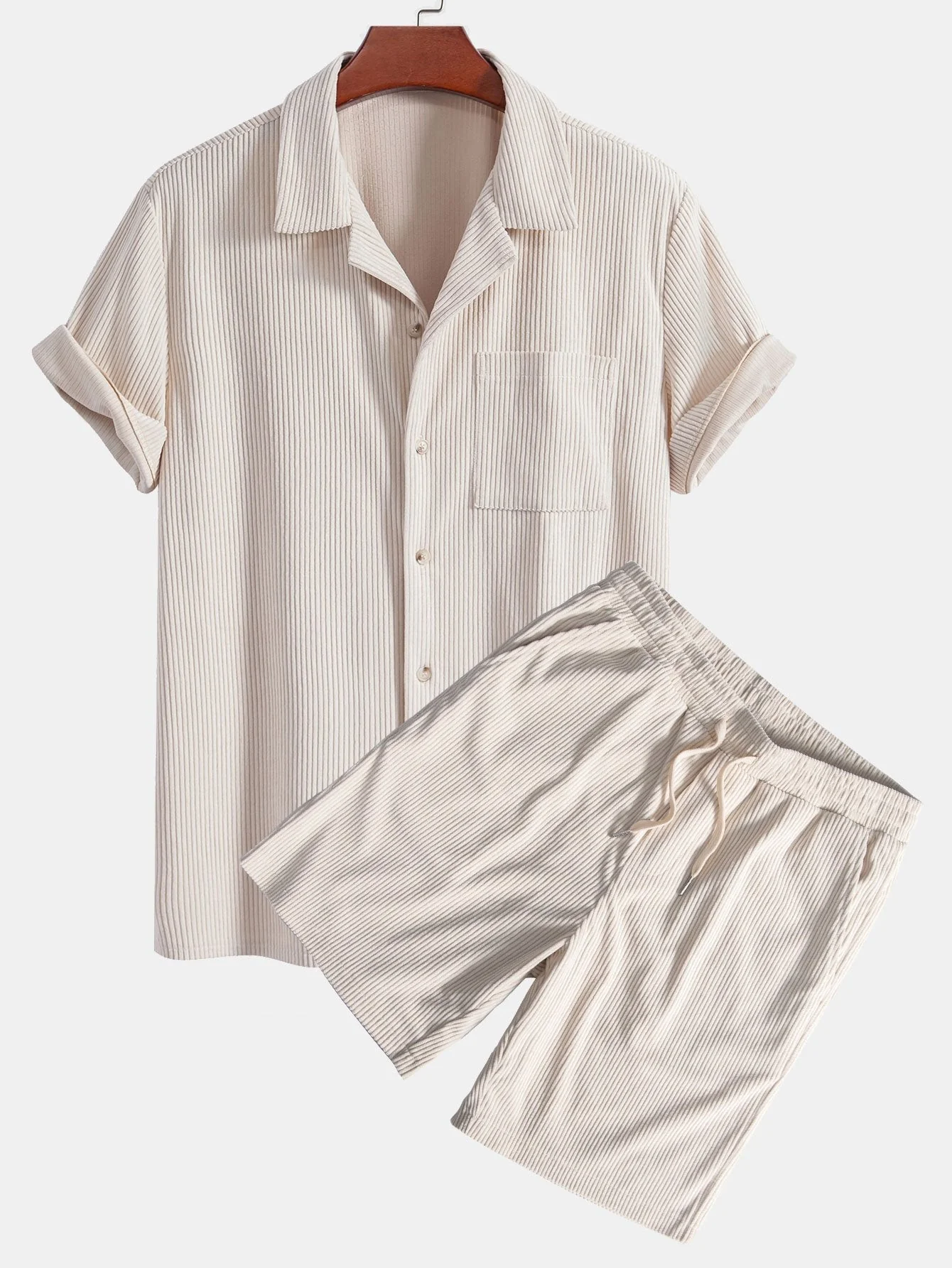 Adalrich® | Short Sleeve Corduroy Cuban Shirt & Shorts - Image 2