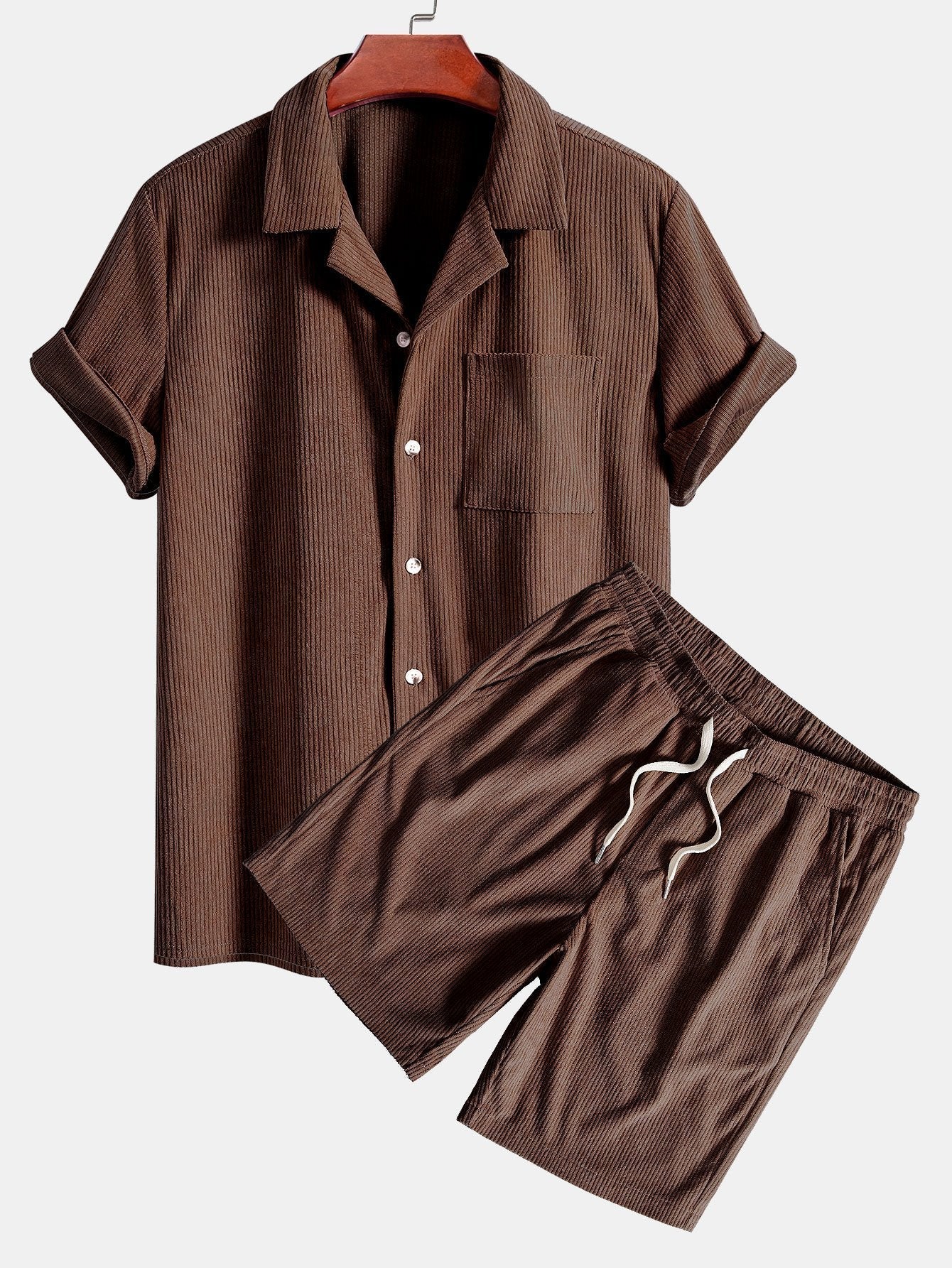 Adalrich® | Short Sleeve Corduroy Cuban Shirt & Shorts - Image 3