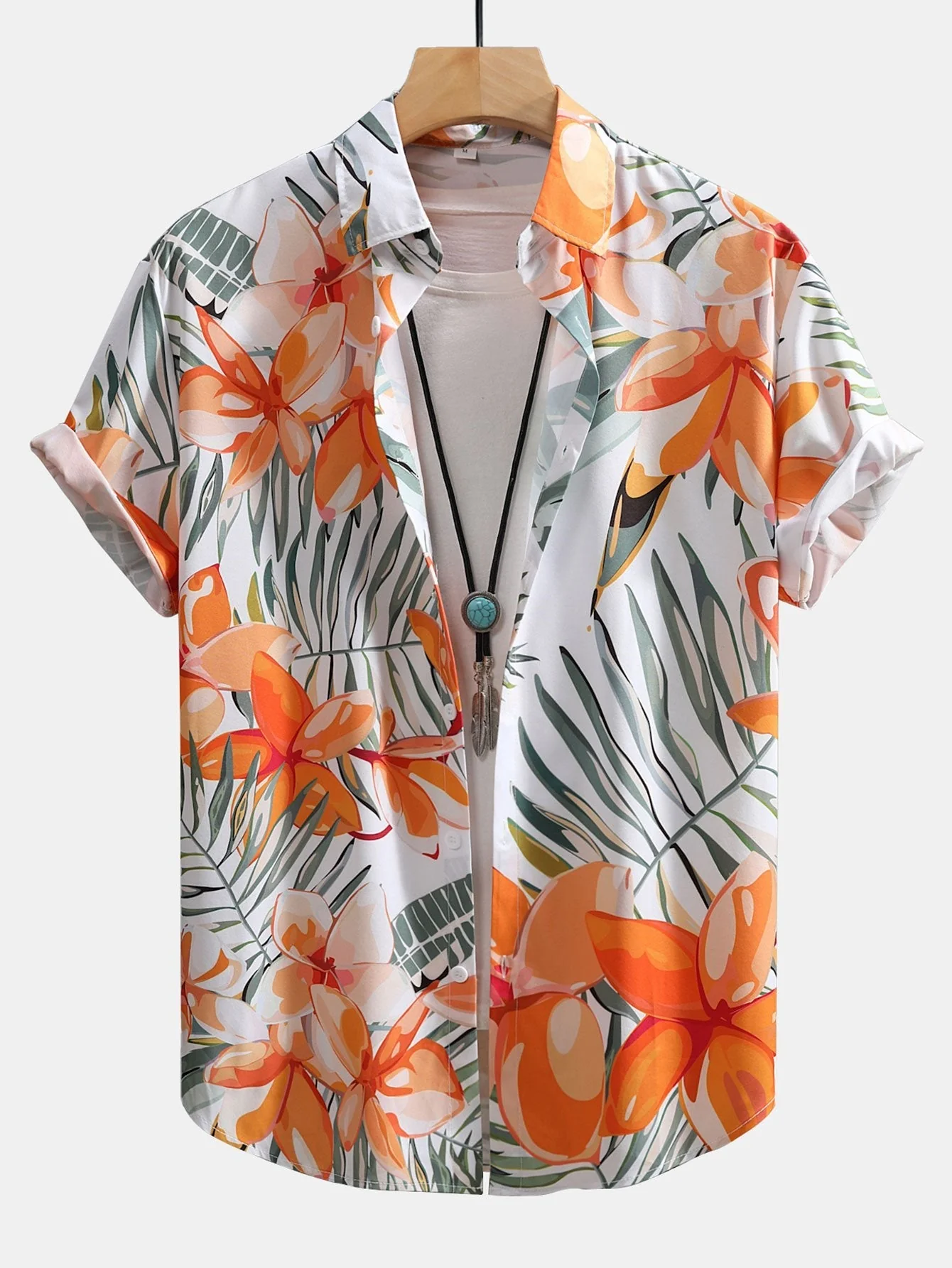 Adalwolf® | Flower Plants Print Button Up Shirt & Swim Shorts - Image 3