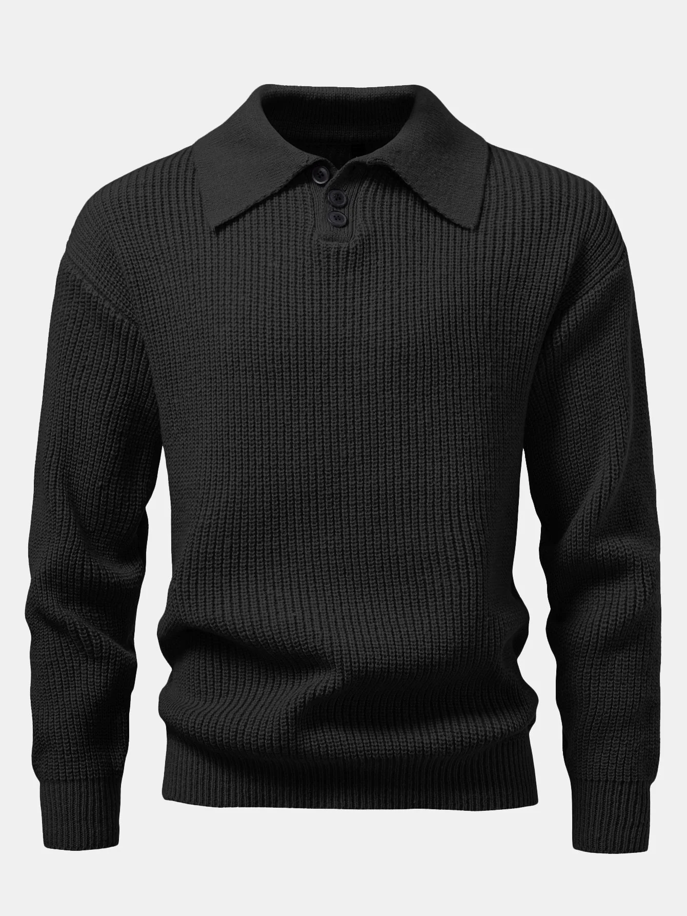 Adamari® | Long Sleeve Textured Knit Polo Shirt - Image 6