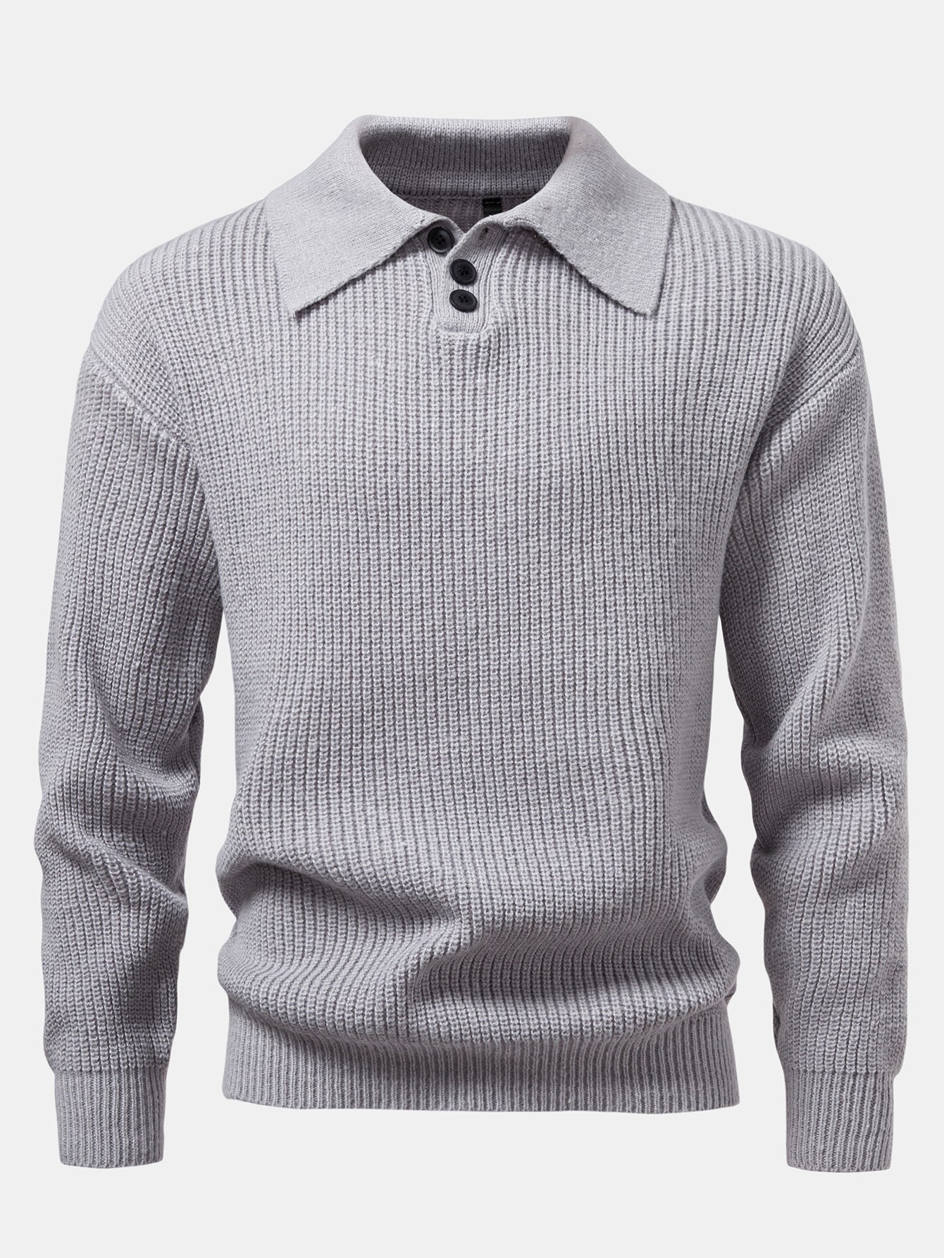Adamari® | Long Sleeve Textured Knit Polo Shirt - Image 8