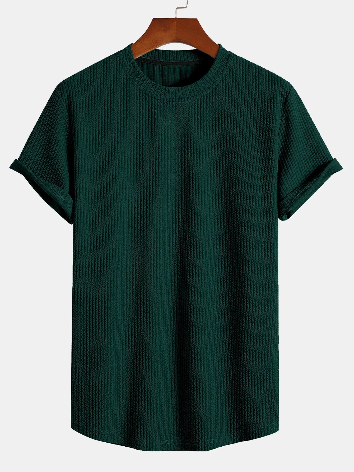 Adán® | Muscle Fit Ribbed Arc Hem T-Shirt - Image 3