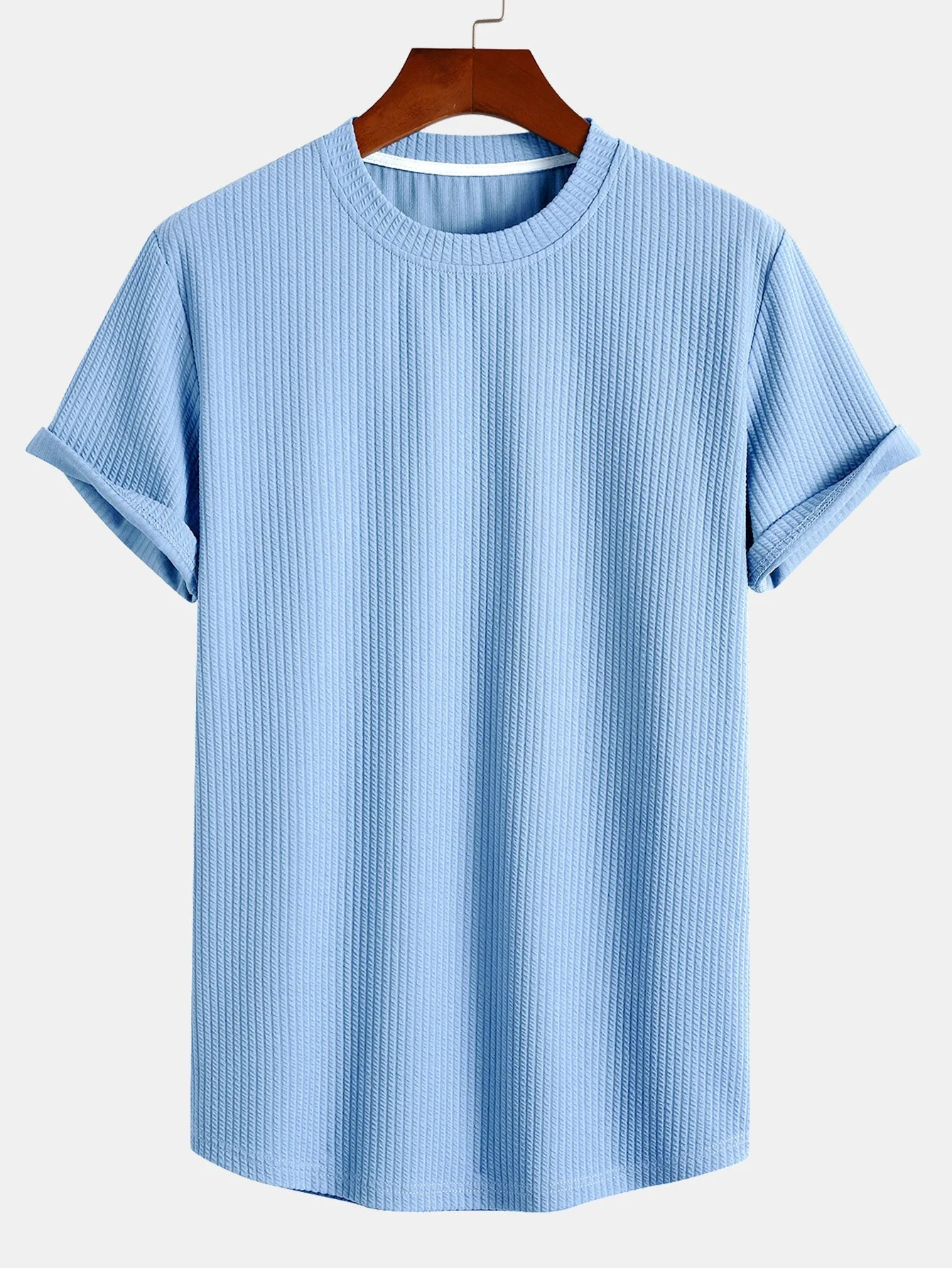 Adán® | Muscle Fit Ribbed Arc Hem T-Shirt - Image 4