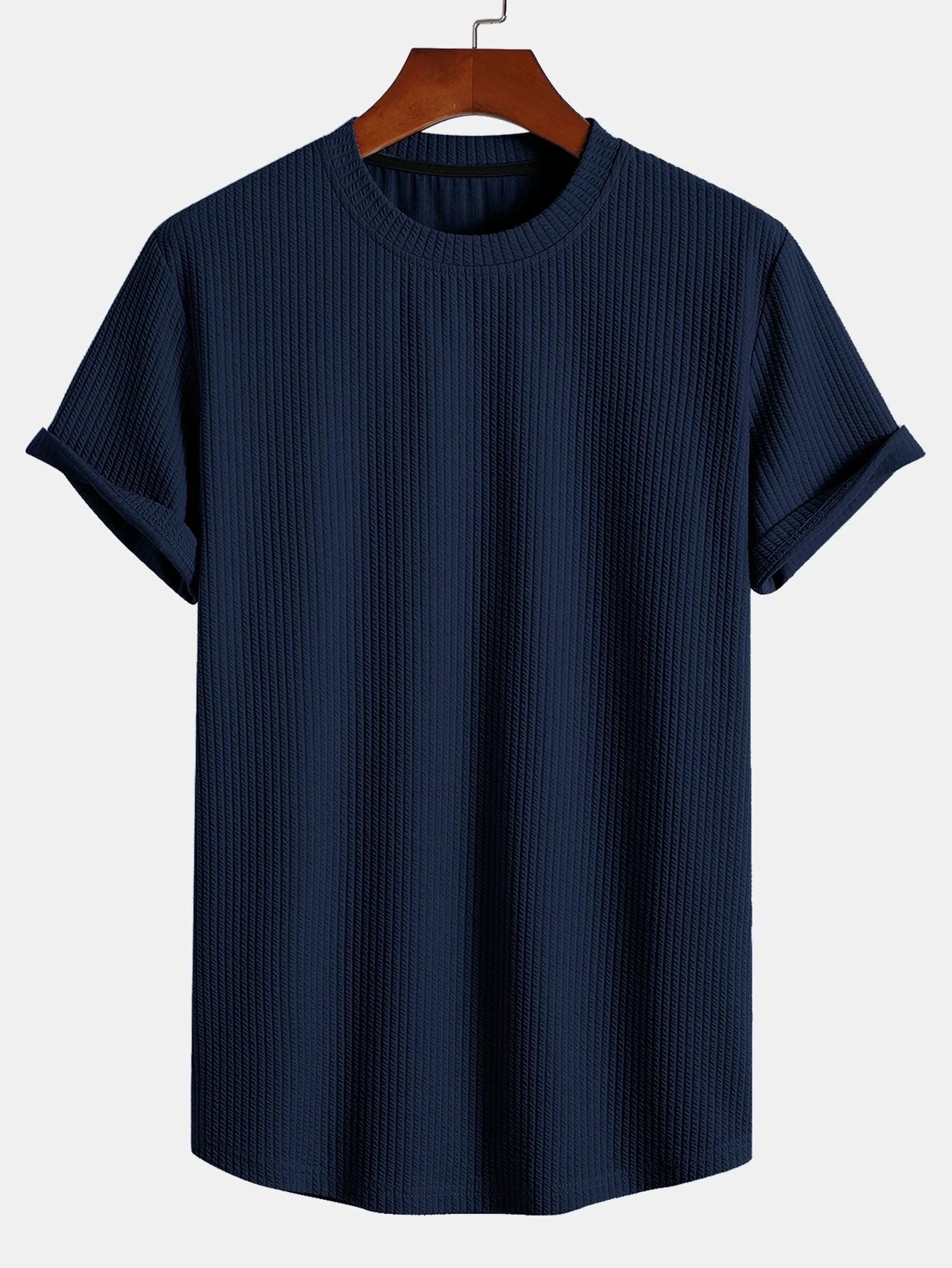 Adán® | Muscle Fit Ribbed Arc Hem T-Shirt - Image 7