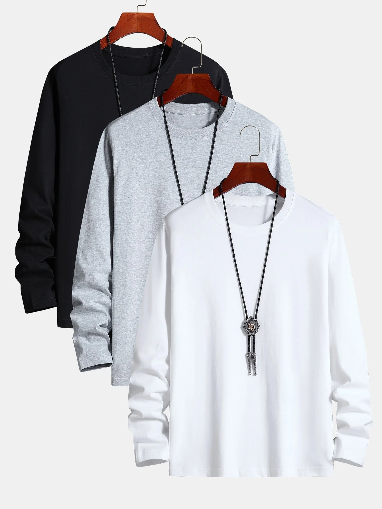 Adaniel® | 3 Pieces Basic Long Sleeve Cotton T-Shirt - Image 2