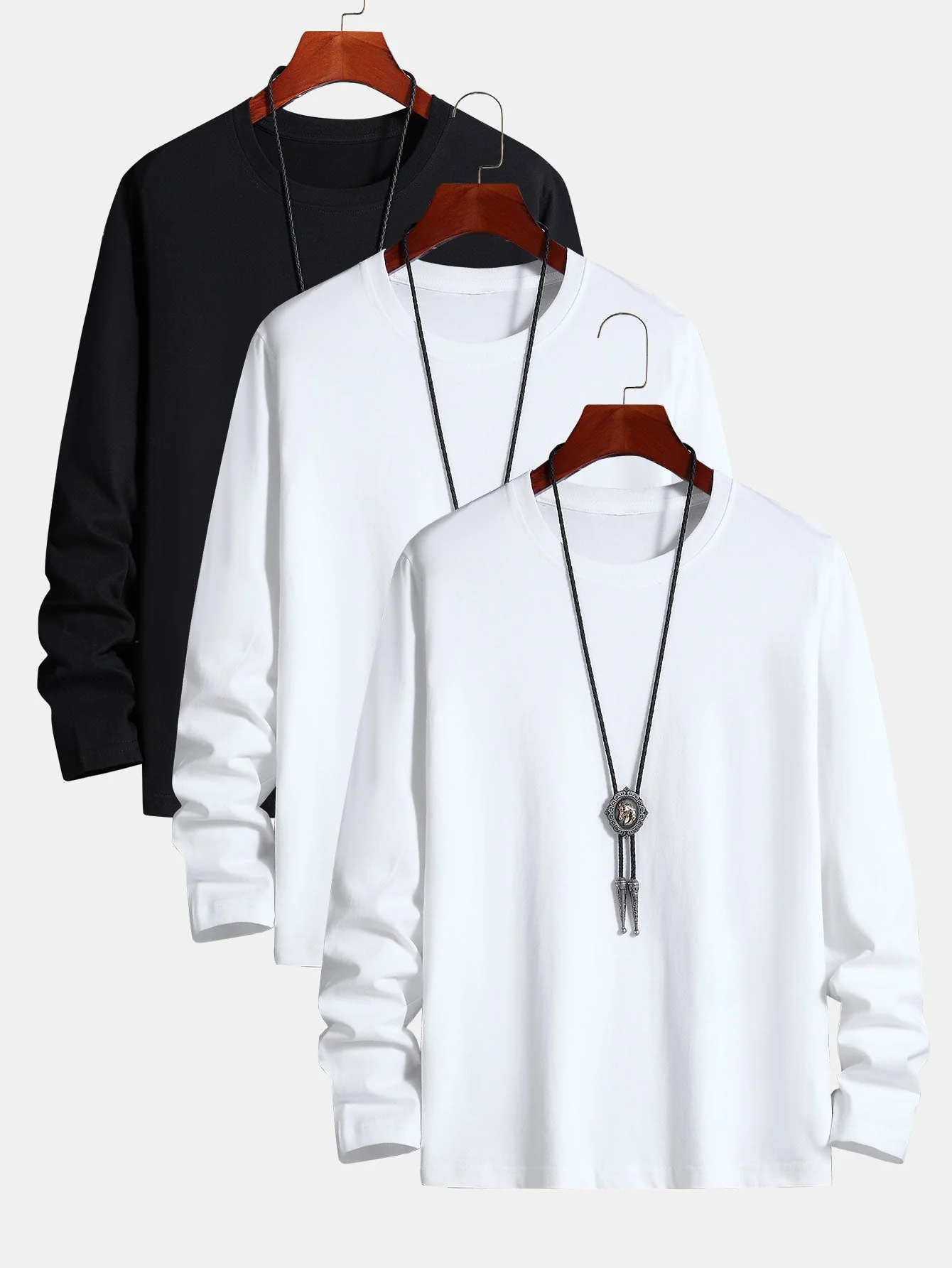 Adaniel® | 3 Pieces Basic Long Sleeve Cotton T-Shirt - Image 3