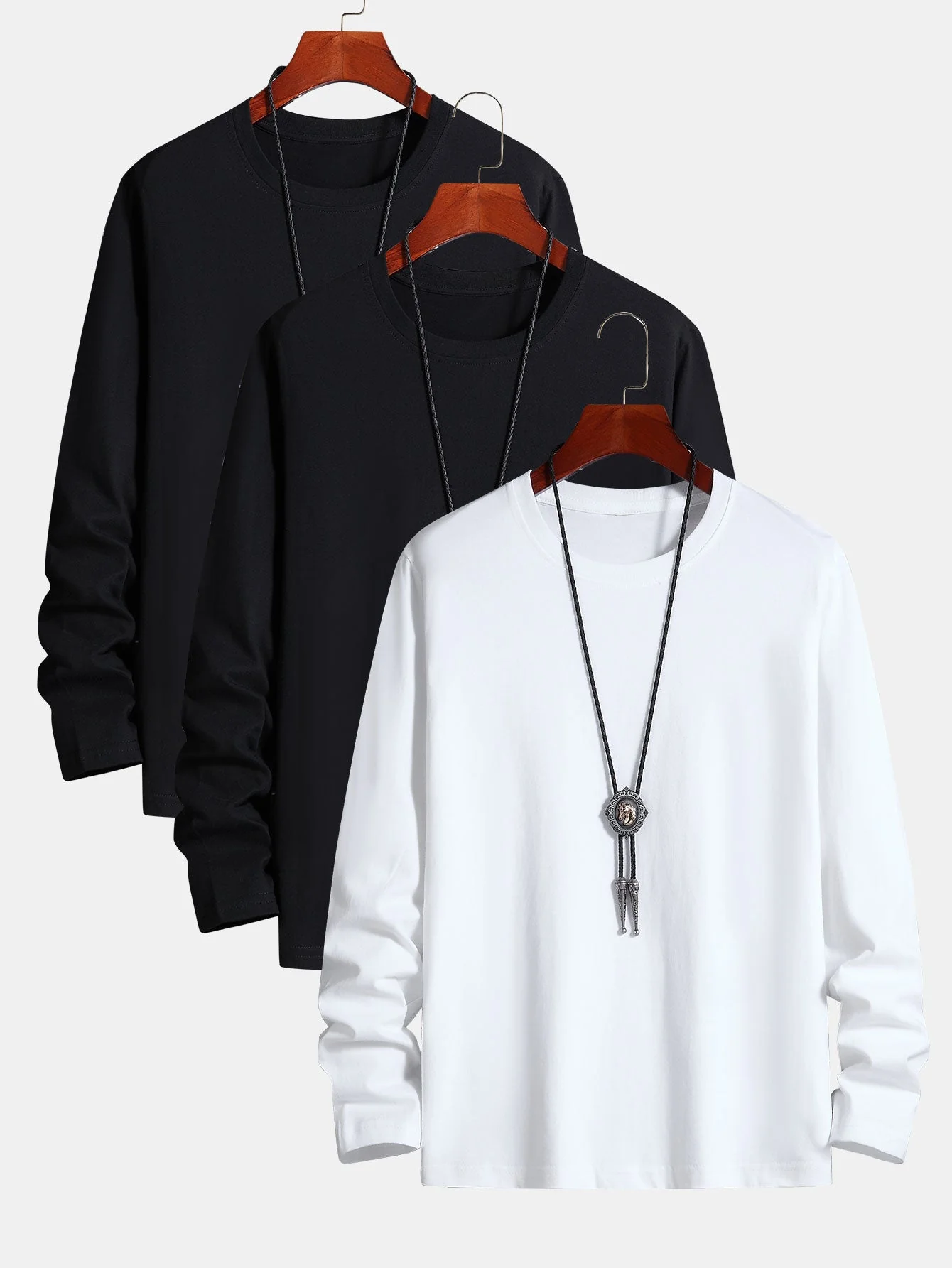 Adaniel® | 3 Pieces Basic Long Sleeve Cotton T-Shirt - Image 4