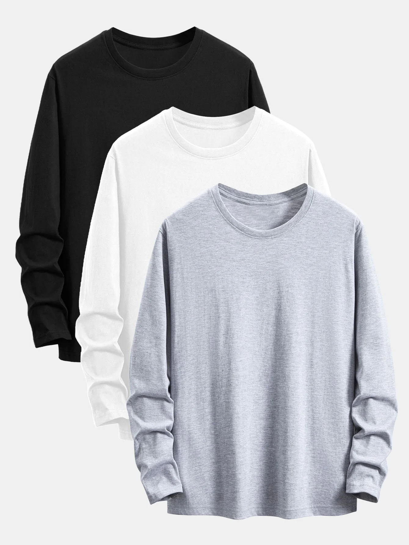 Addison® | 3 Pieces Basic Long Sleeve Cotton T-Shirts - Image 2