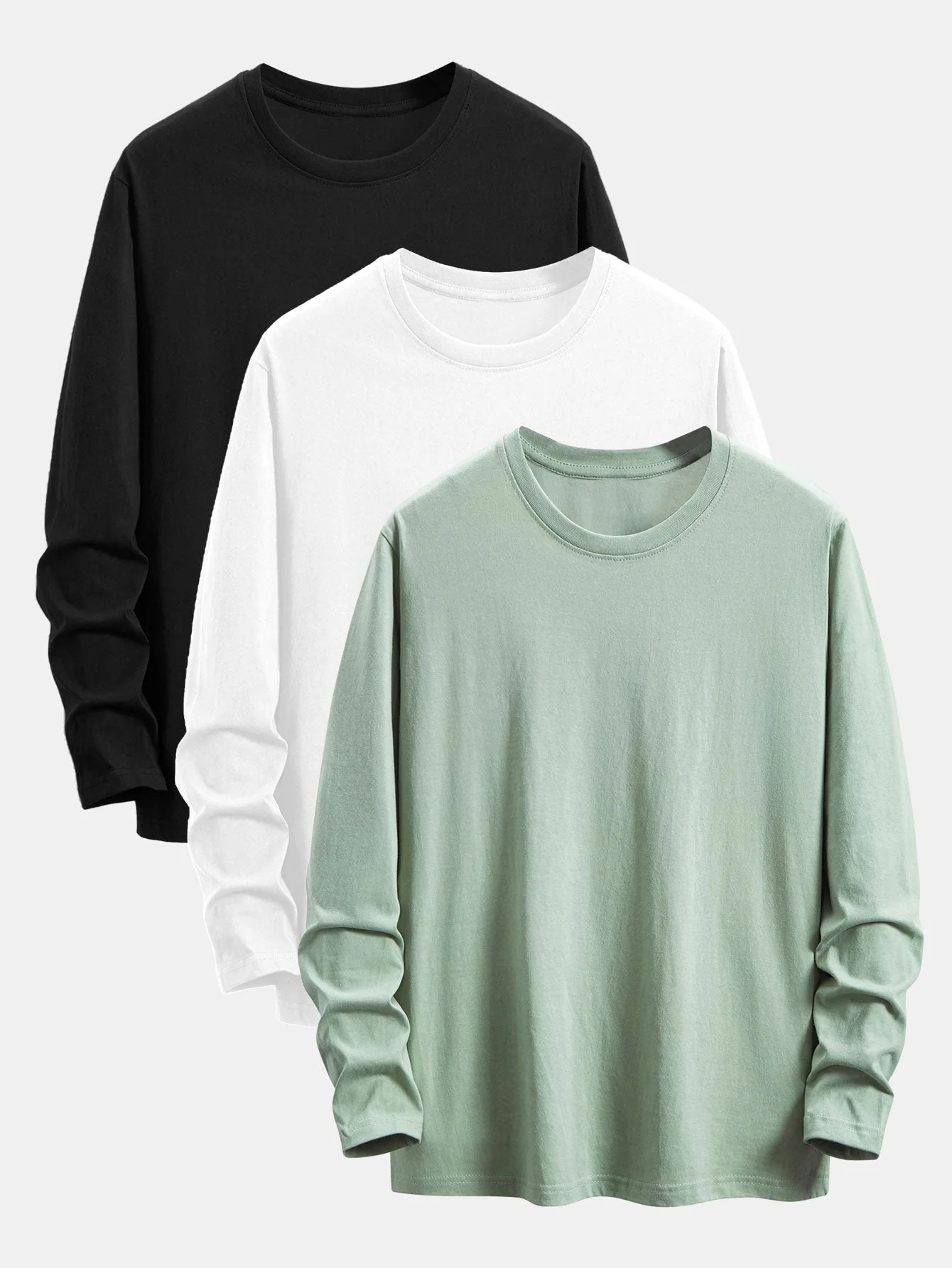 Addison® | 3 Pieces Basic Long Sleeve Cotton T-Shirts - Image 3