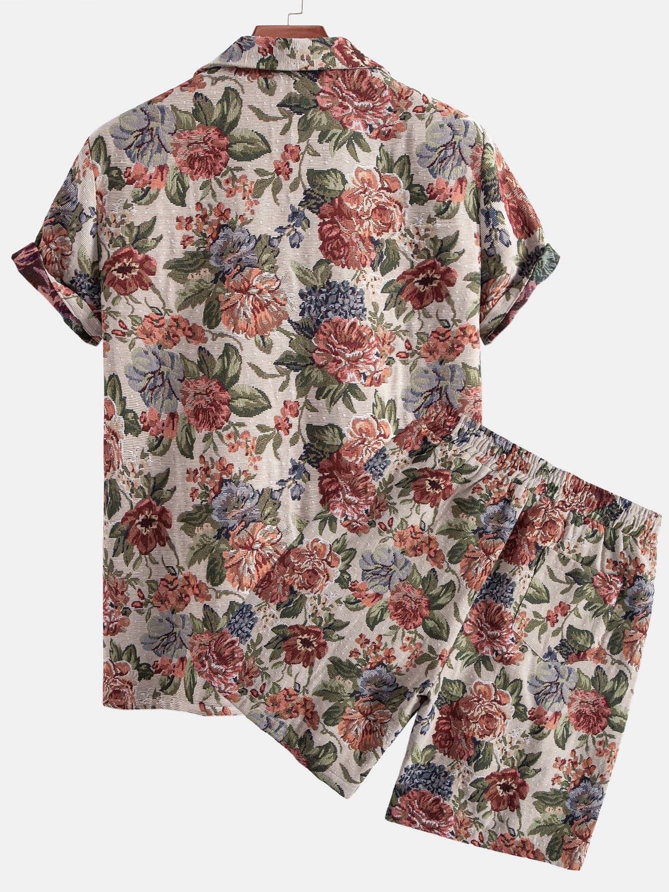 Addison® | Floral Jacquard Cuban Shirt & Shorts - Image 2
