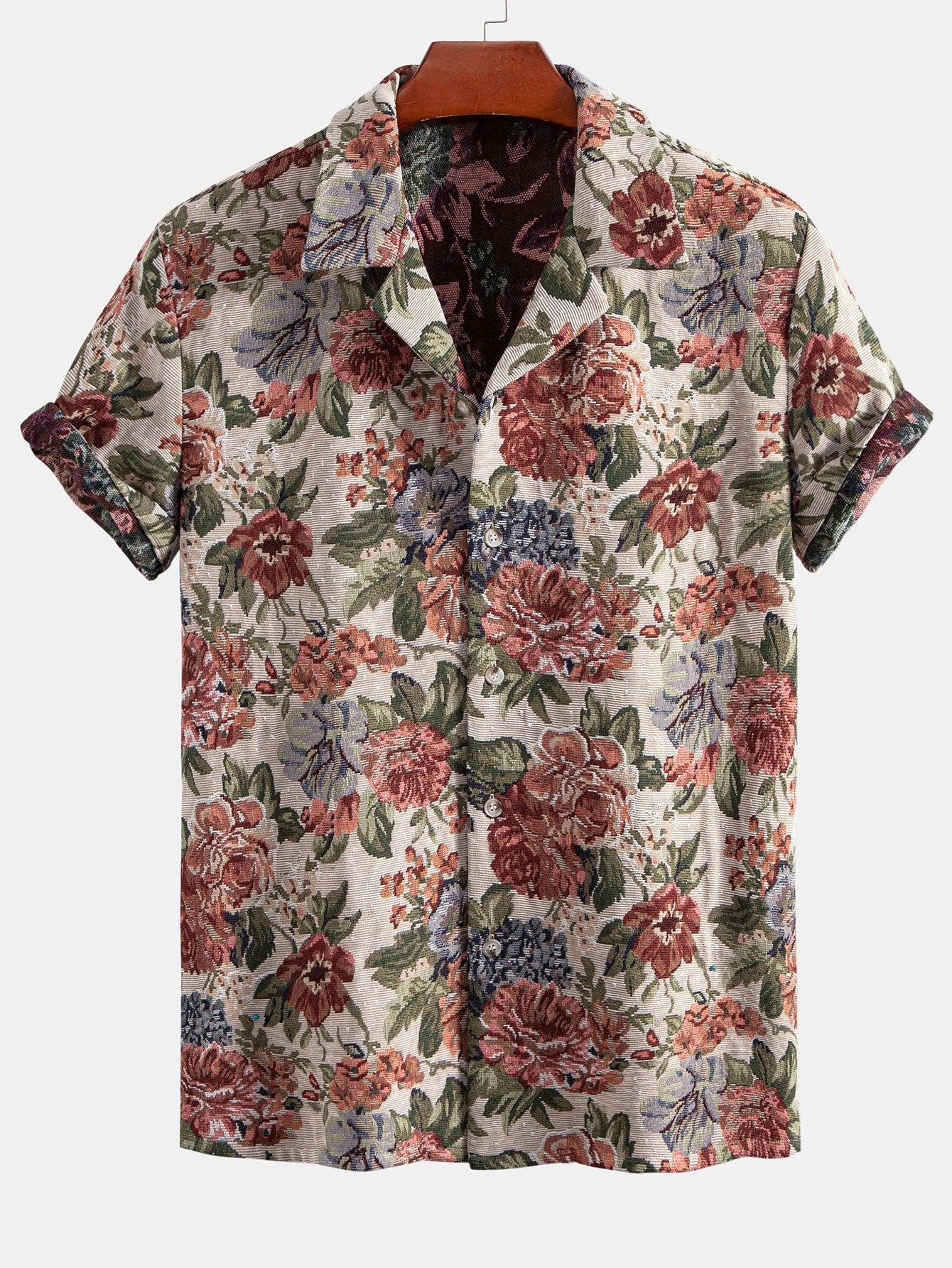 Addison® | Floral Jacquard Cuban Shirt & Shorts - Image 3