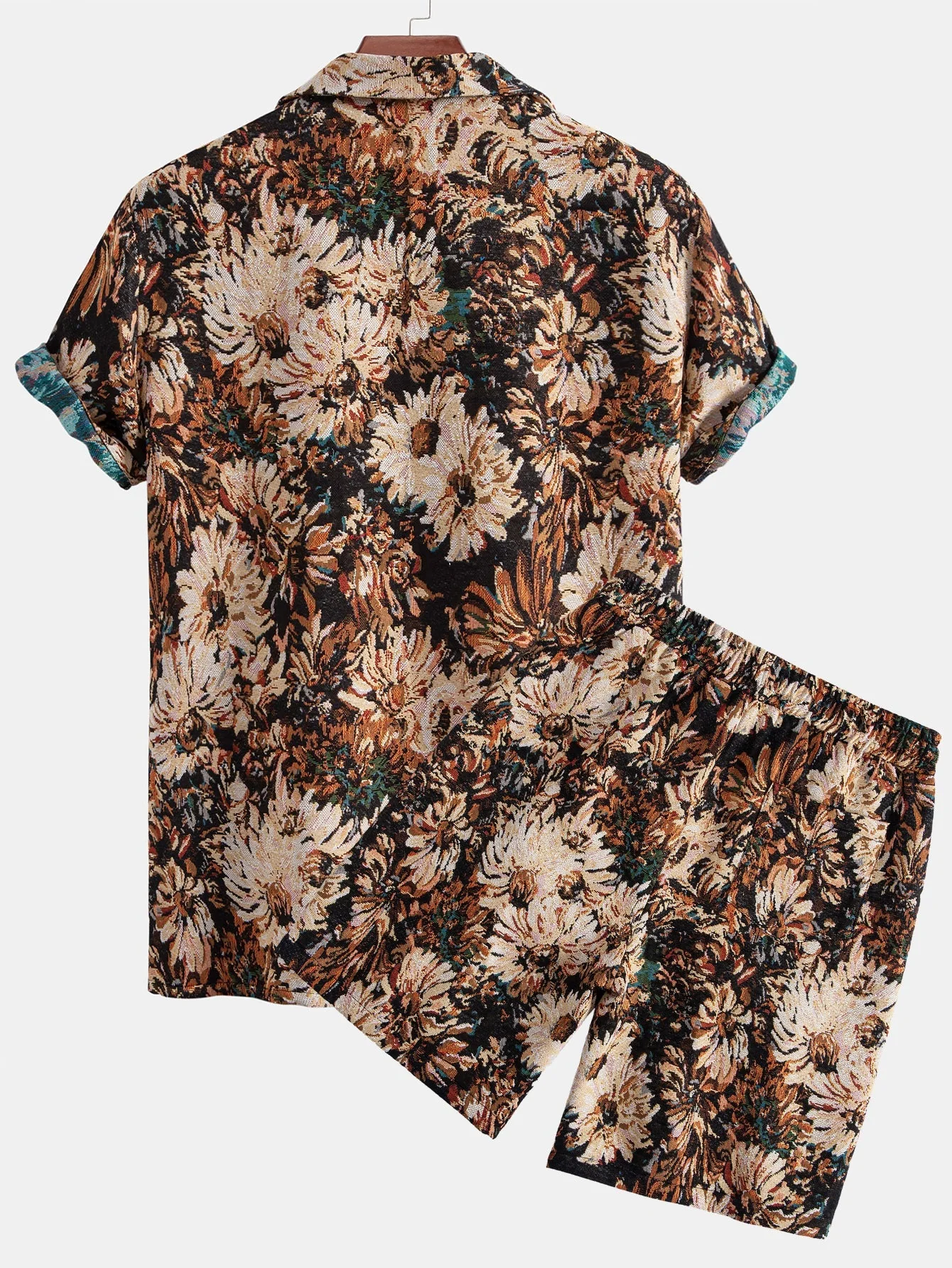 Adeimantos® | Painted Floral Jacquard Cuban Shirt & Shorts - Image 4