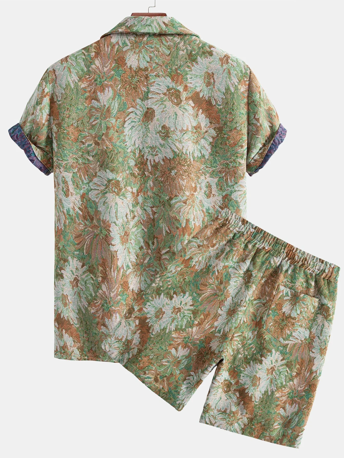 Adeimantos® | Painted Floral Jacquard Cuban Shirt & Shorts - Image 6