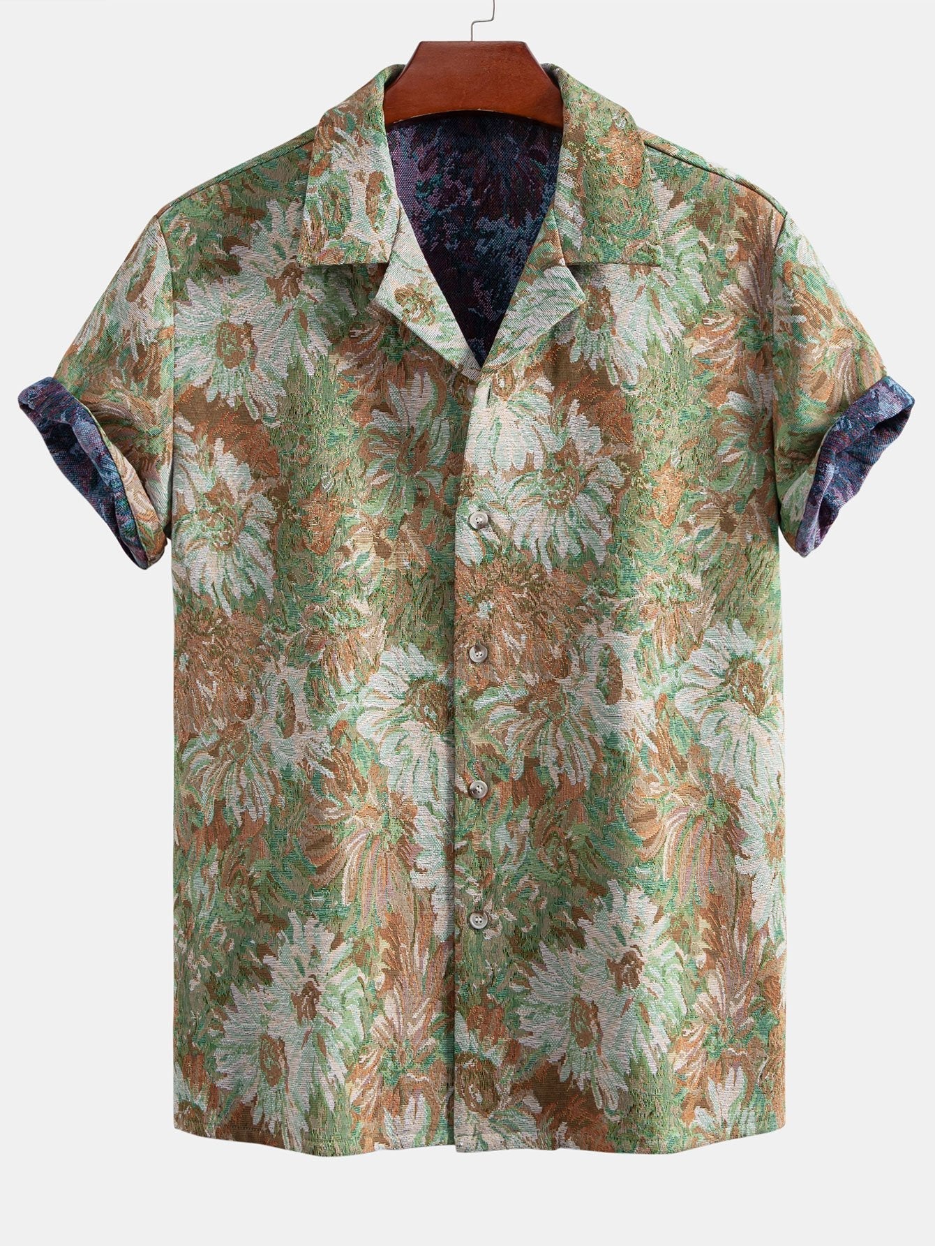 Adeimantos® | Painted Floral Jacquard Cuban Shirt & Shorts - Image 9