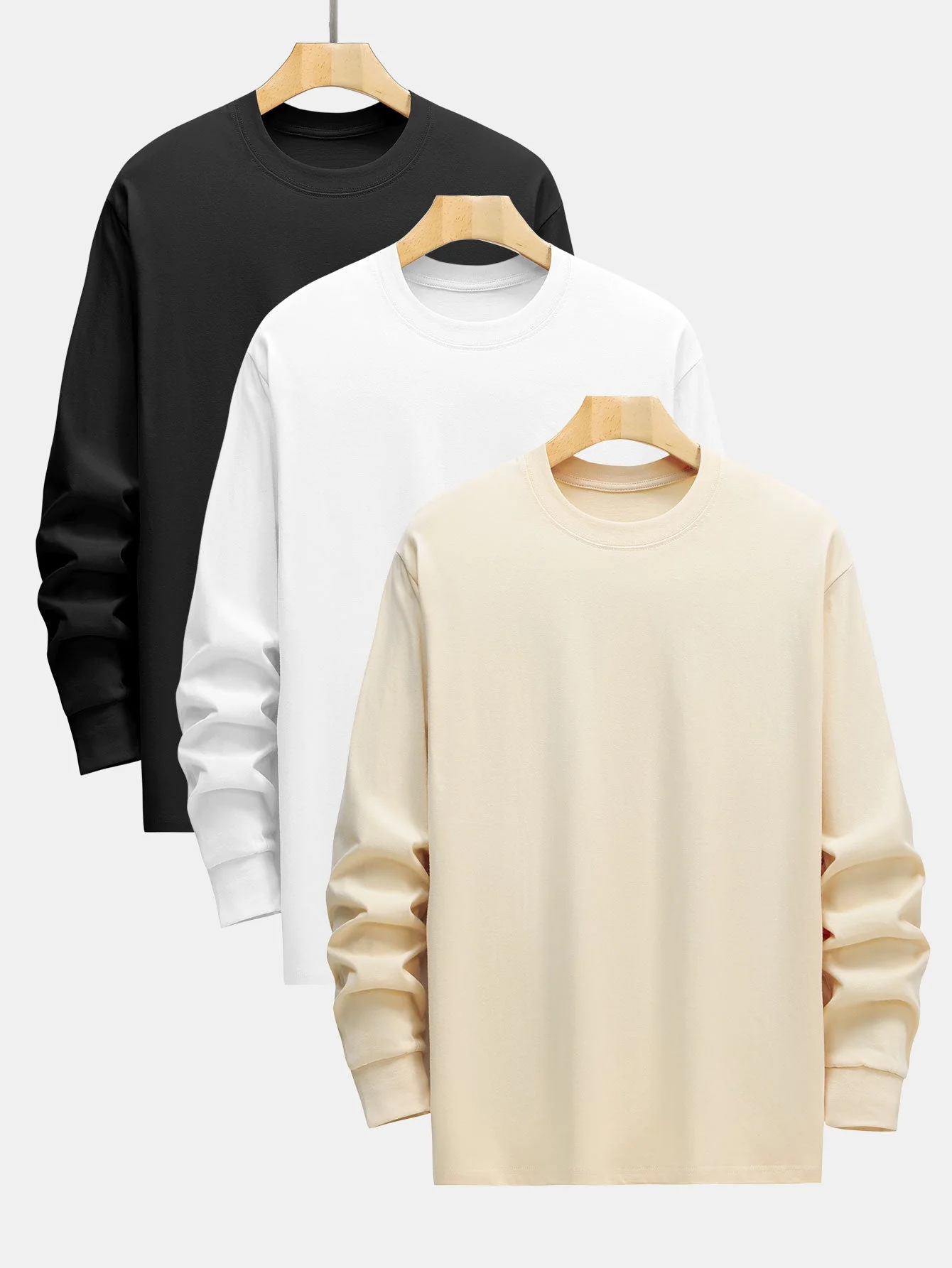 Adelard® | 3 Pieces Basic Long Sleeve Heavy Weight T-Shirts - Image 2
