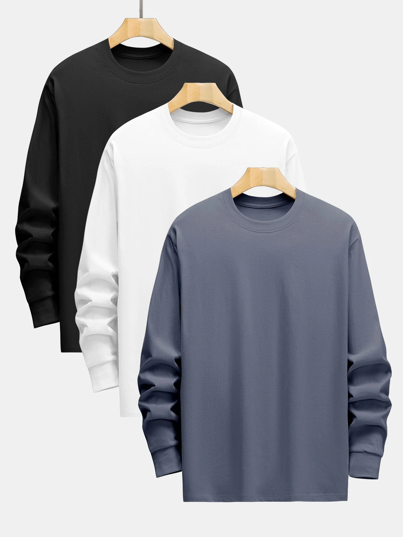 Adelard® | 3 Pieces Basic Long Sleeve Heavy Weight T-Shirts - Image 3