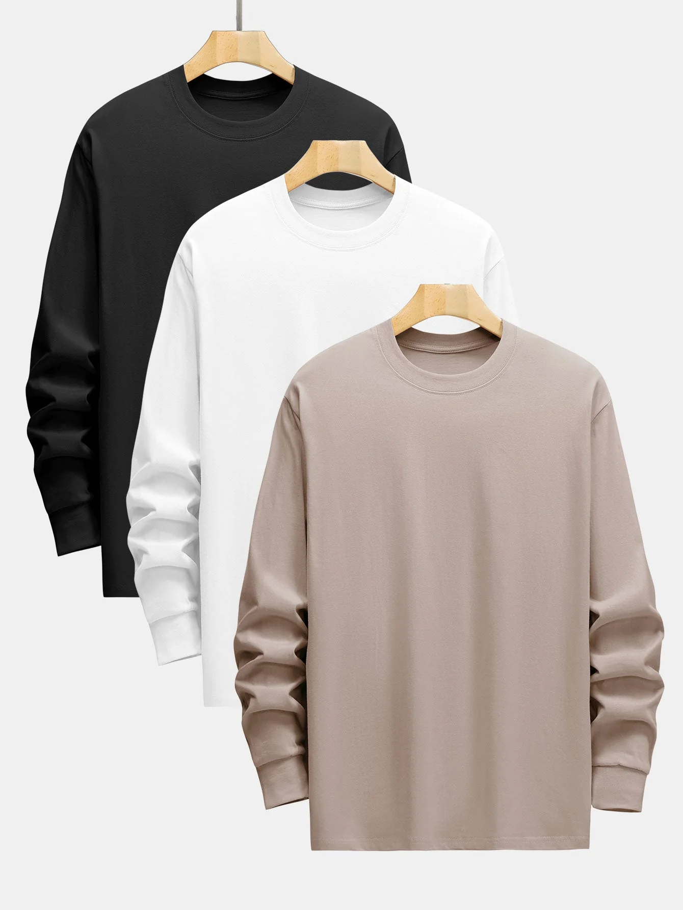 Adelard® | 3 Pieces Basic Long Sleeve Heavy Weight T-Shirts - Image 4