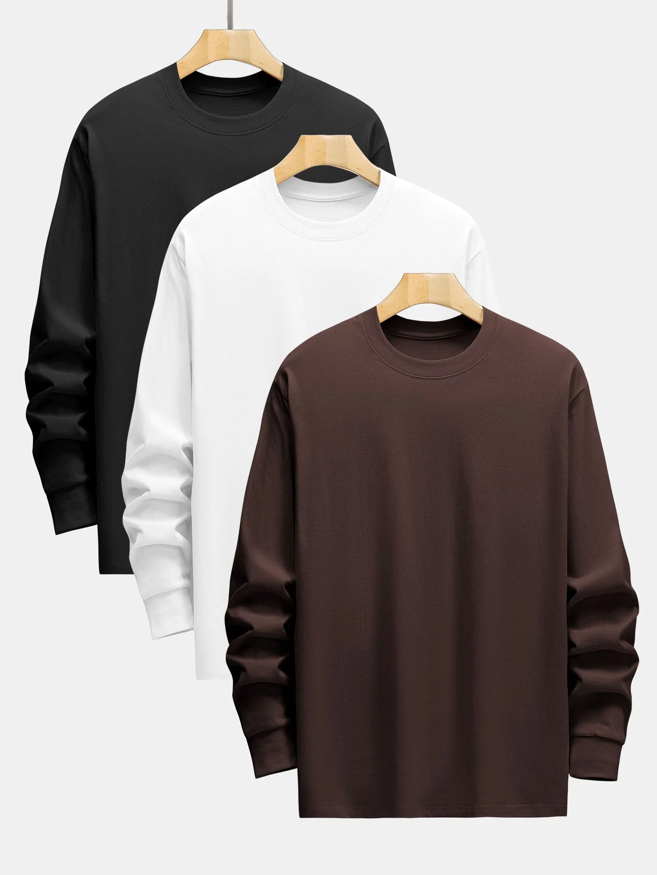 Adelard® | 3 Pieces Basic Long Sleeve Heavy Weight T-Shirts - Image 5