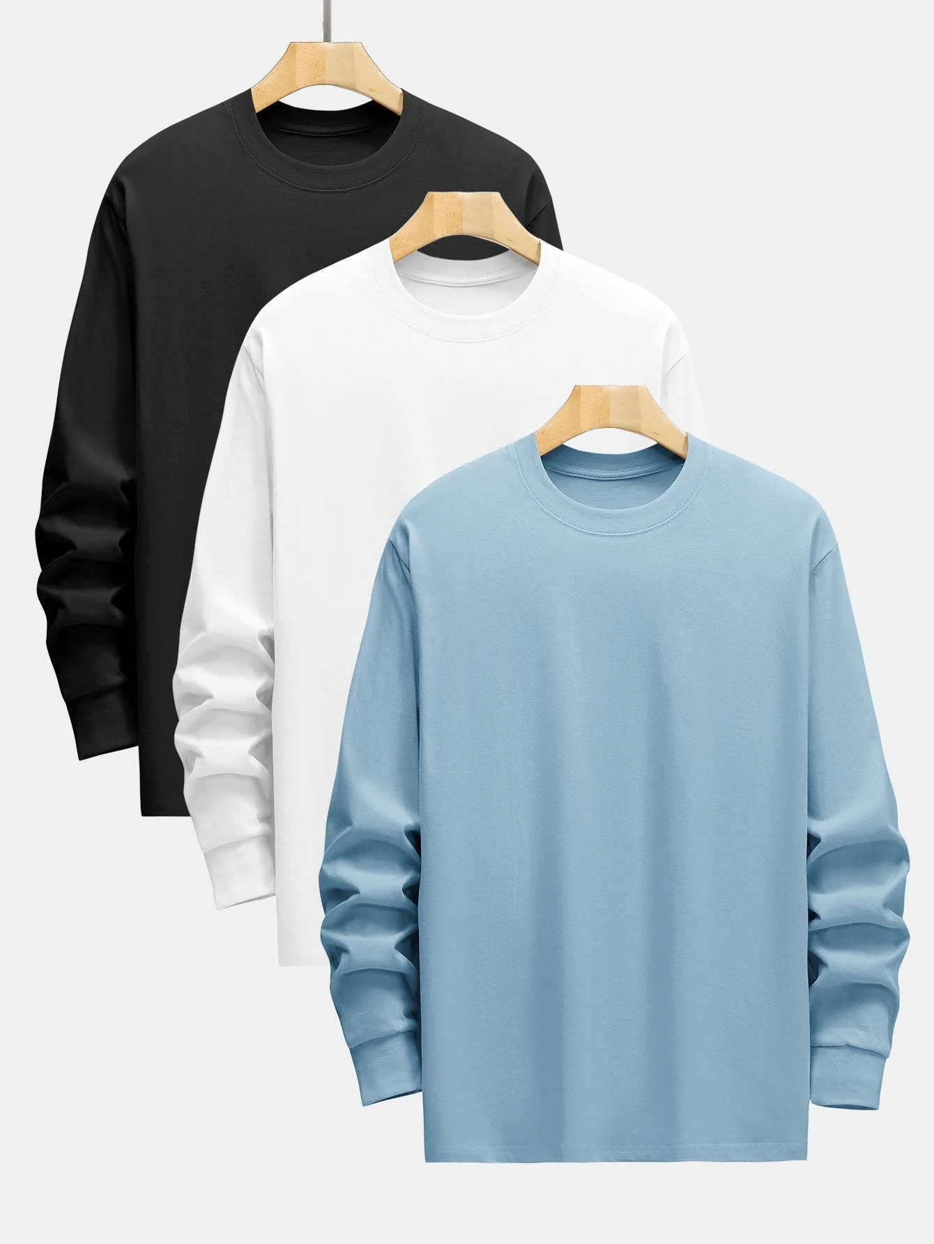 Adelard® | 3 Pieces Basic Long Sleeve Heavy Weight T-Shirts - Image 6