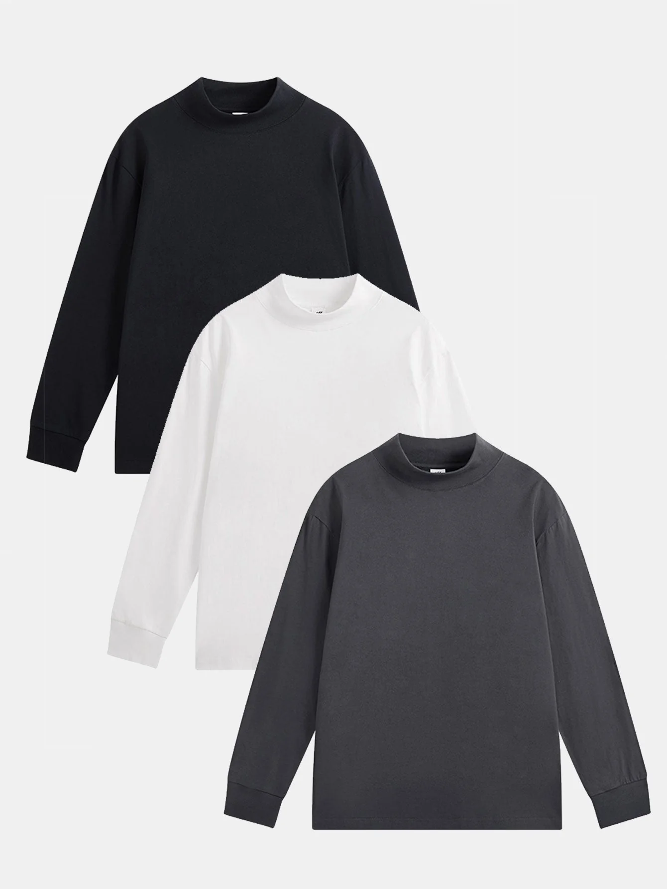 Adelelmo® | 3 Pieces Basic Long Sleeve Mock Neck T-Shirt