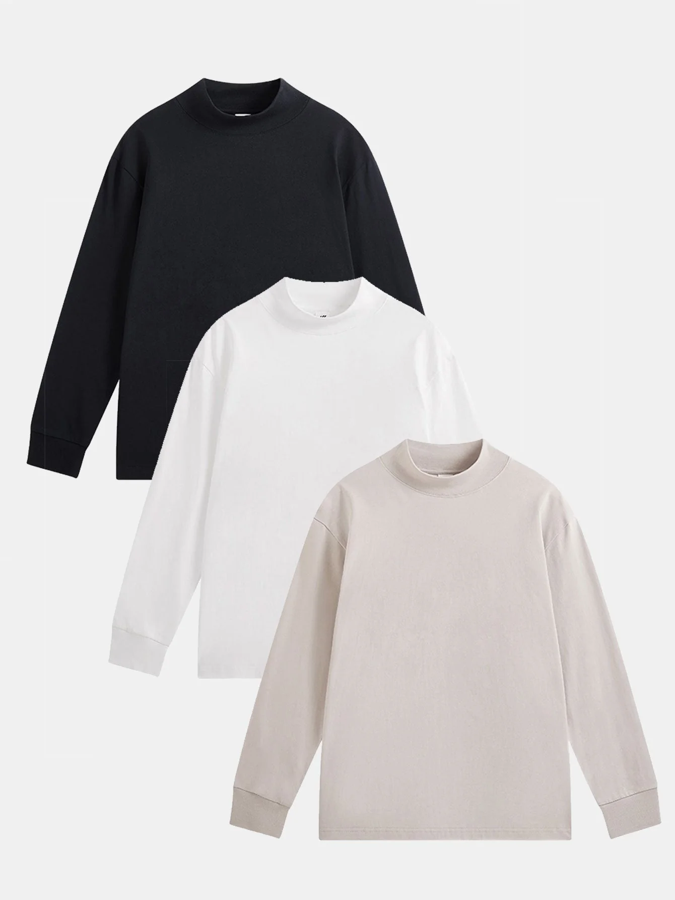 Adelelmo® | 3 Pieces Basic Long Sleeve Mock Neck T-Shirt - Image 2