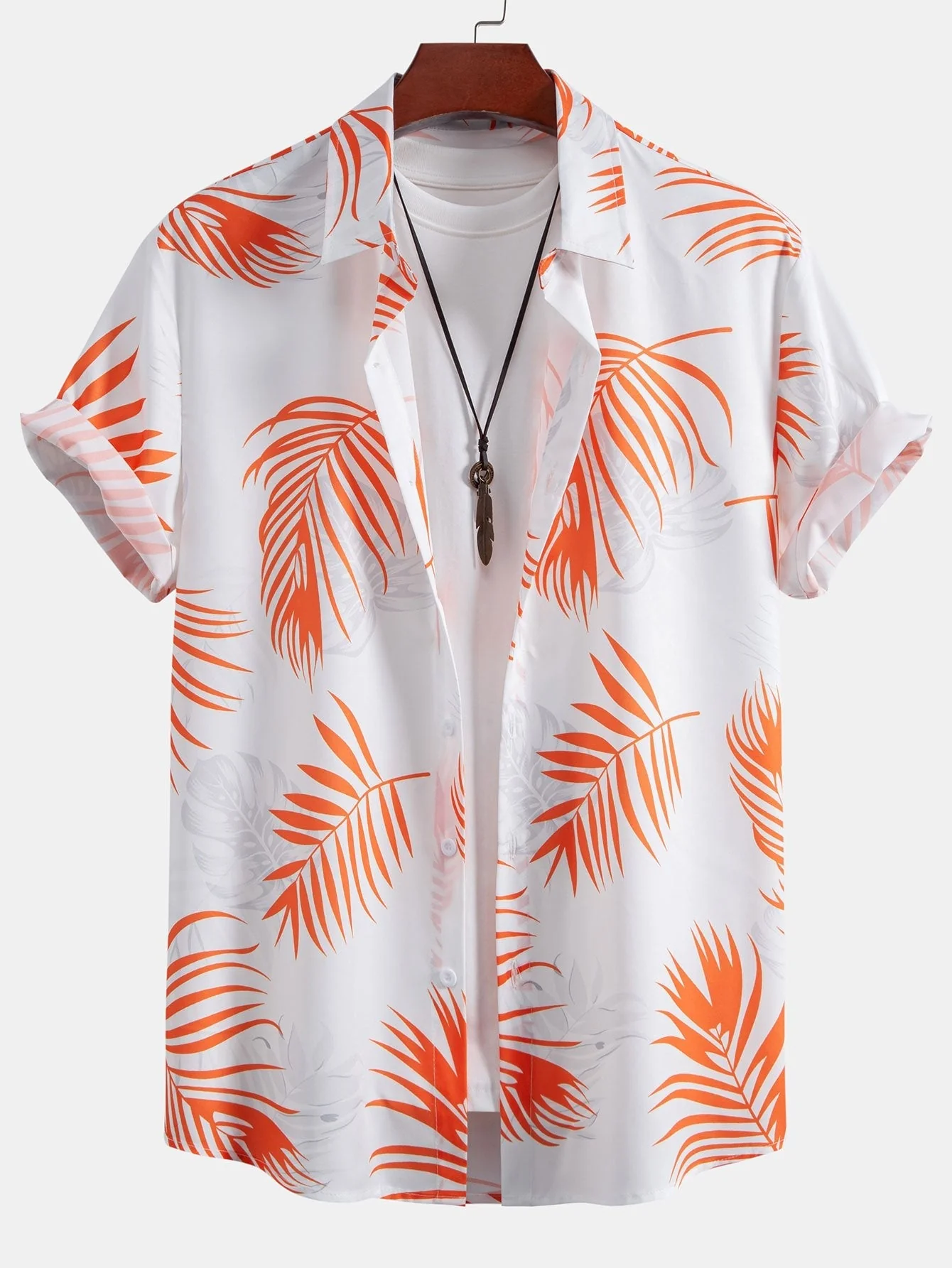 Adelelmo® | Leaf Print Button Up Shirt & Swim Shorts - Image 4