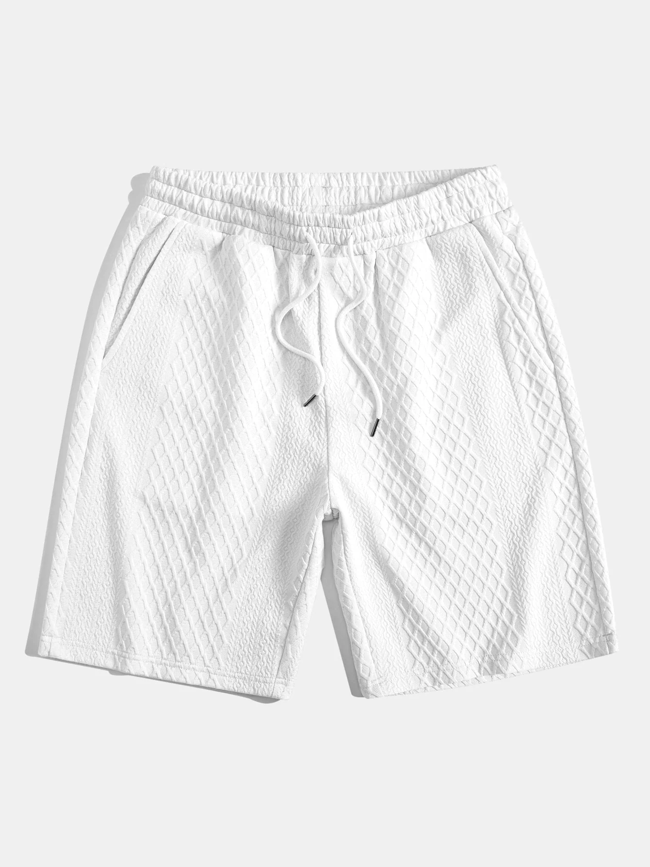 Adelin® | 3 Pieces Diamond Geometric Jacquard Drawstring Shorts - Image 9