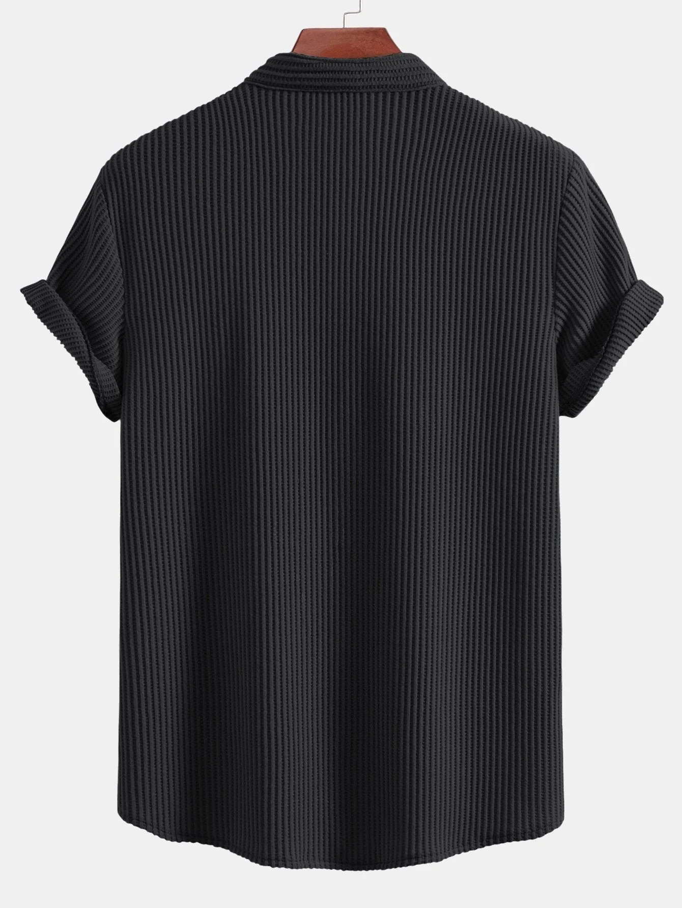 Adelmo® | Waffle Stand Collar Shirt & Drawstring Waffle Shorts - Image 10