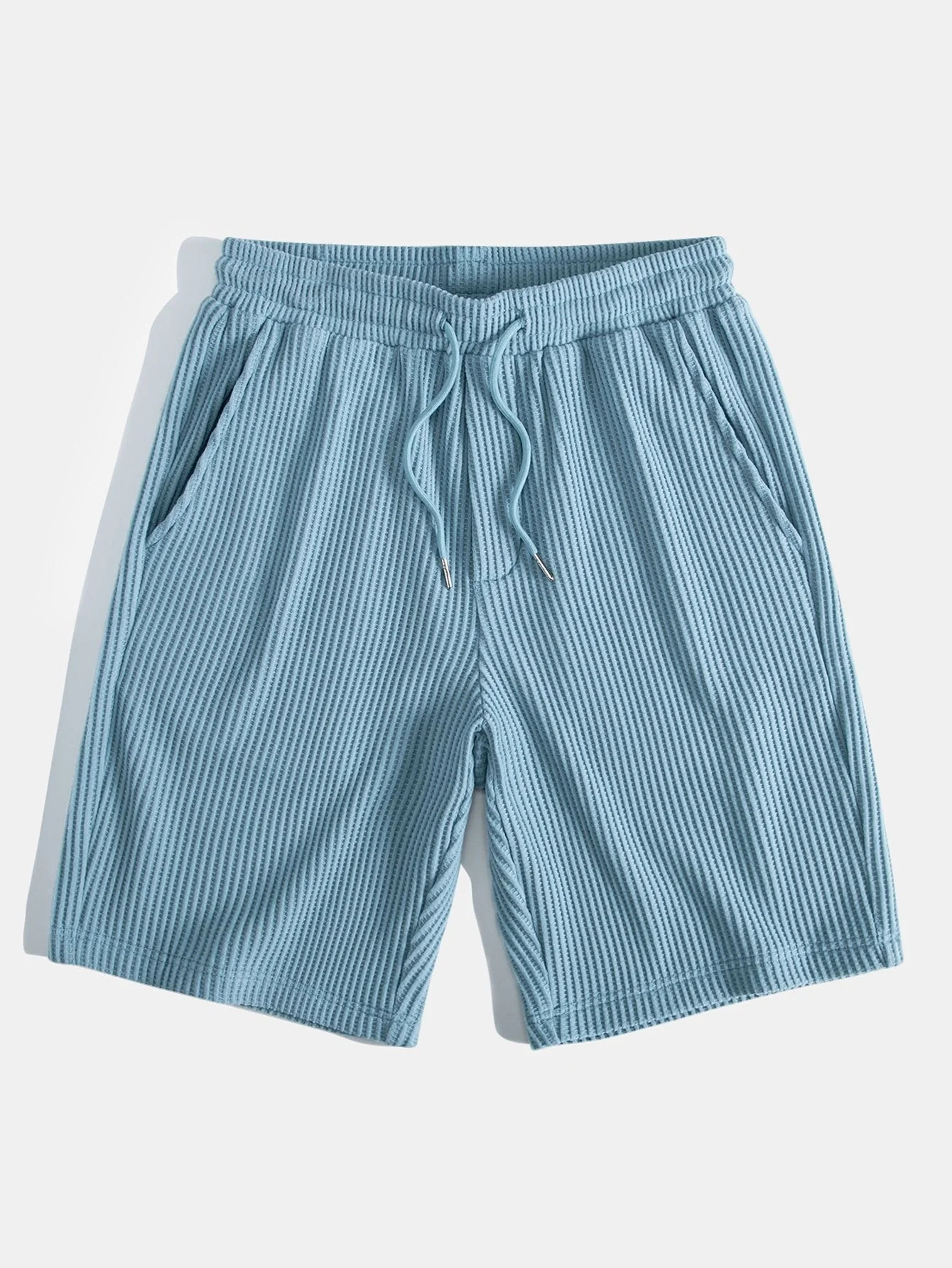 Adelmo® | Waffle Stand Collar Shirt & Drawstring Waffle Shorts - Image 13