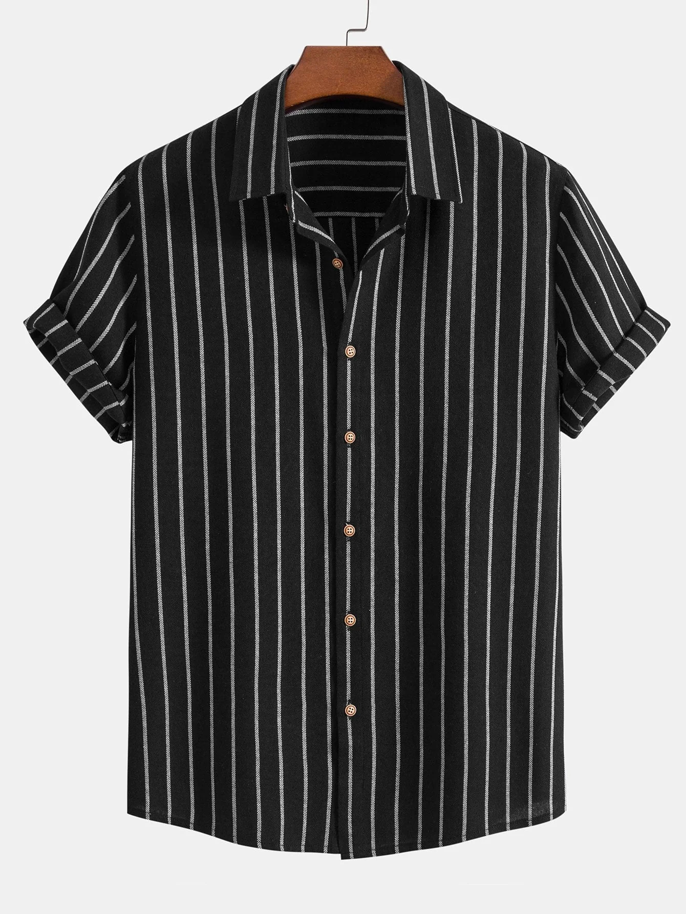 Adelphius® | Cotton Blend Striped Button Up Shirt & Linen Drawstring Shorts - Image 8