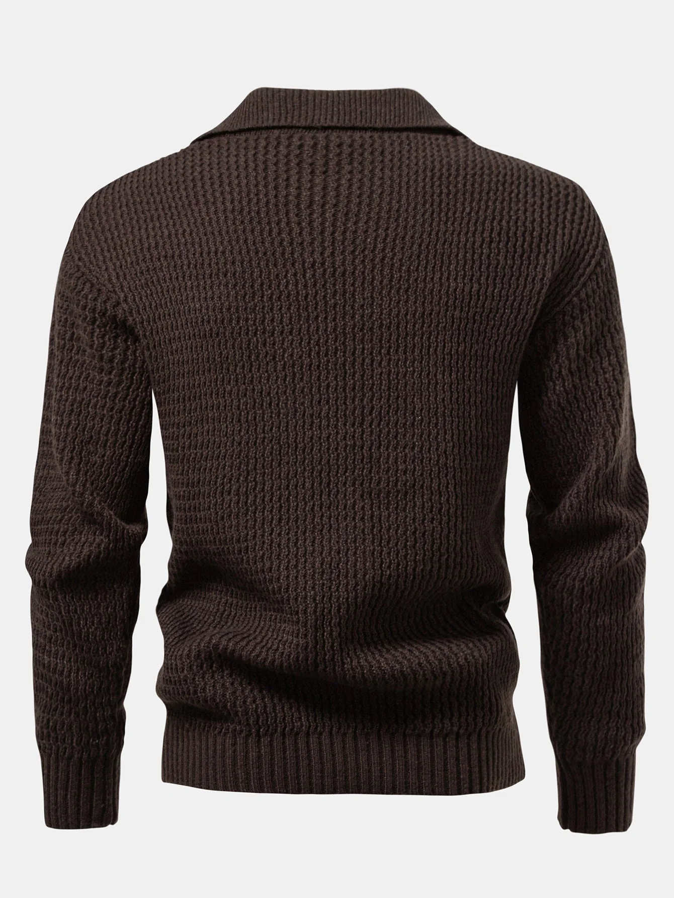 Ademar® | Long Sleeve Wave Jacquard Knit V Neck Polo Shirt - Image 7