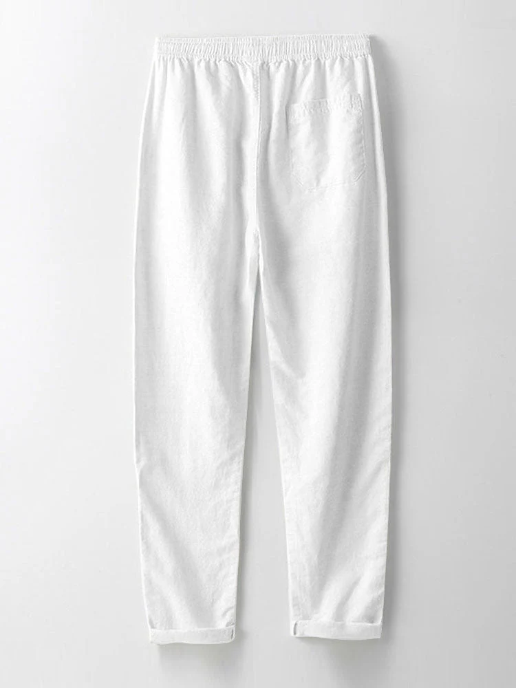 Adham® | Short Sleeve Stand Collar Shirt & Straight Leg Linen Pants - Image 15