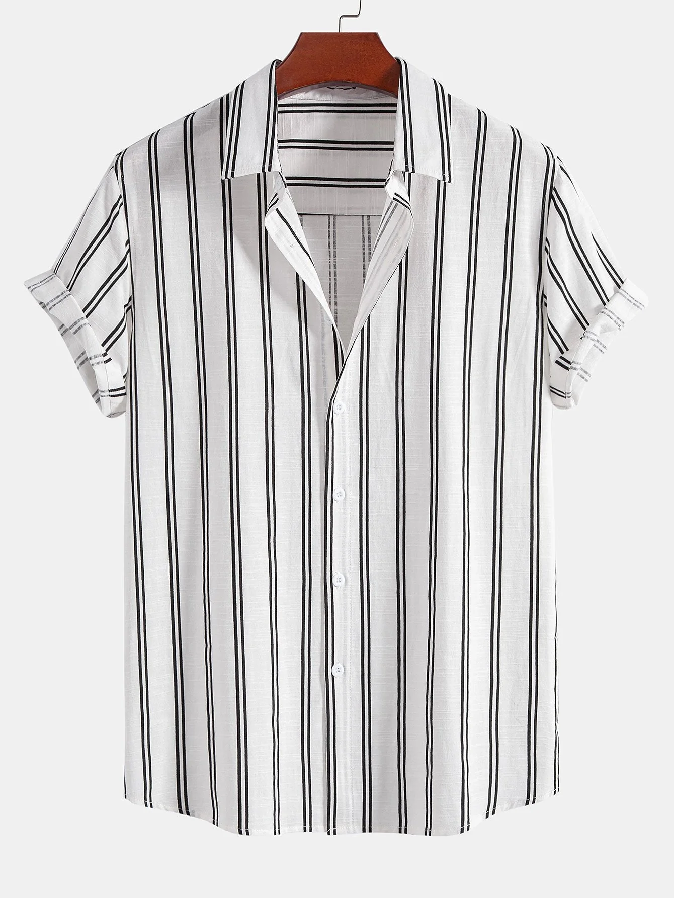 Adhemar® | Linen Look Striped Button Up Shirt & Straight Leg Linen Pants - Image 3