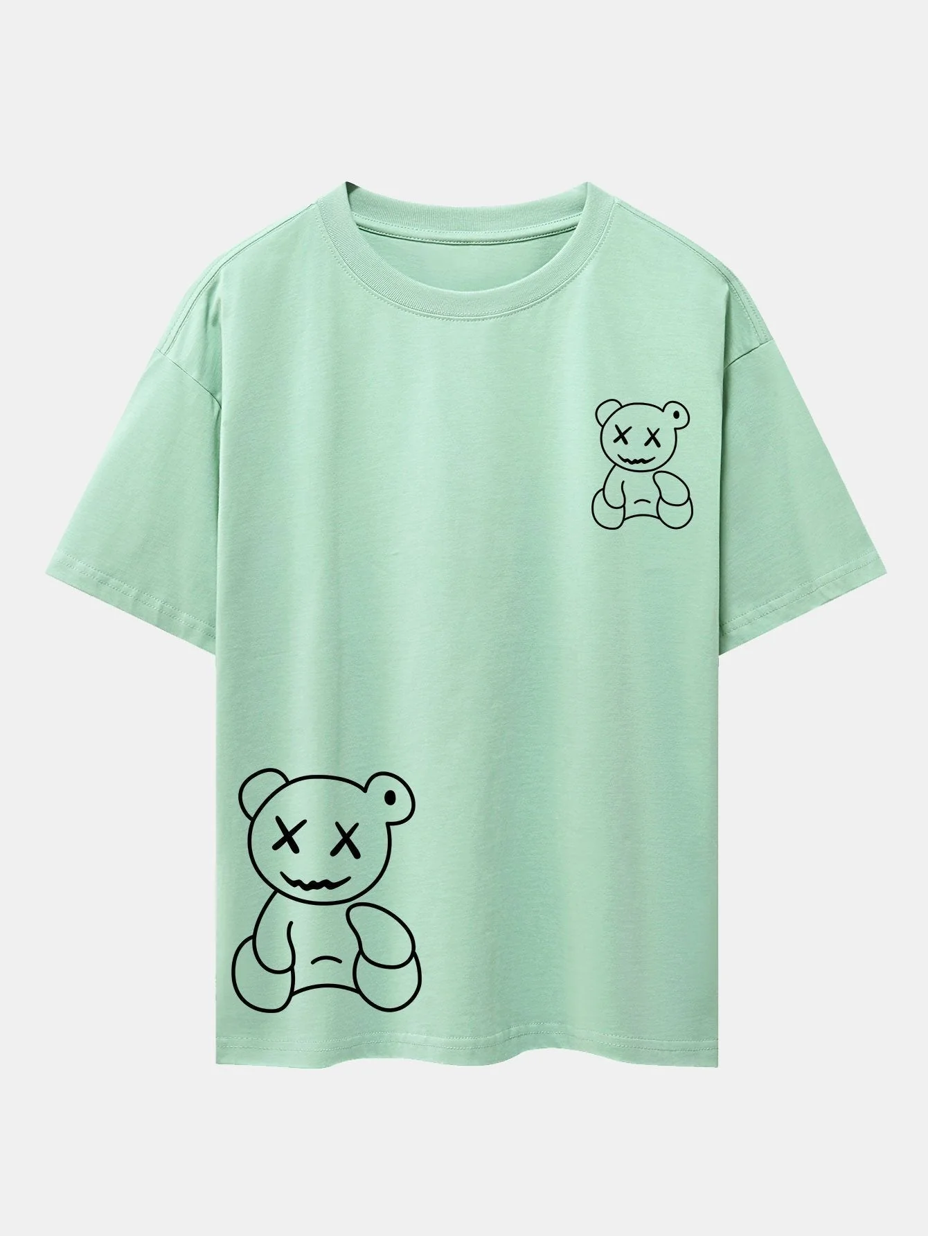 Adolfo® | Bear line Print Drop Shoulder Oversize T-Shirt - Image 14