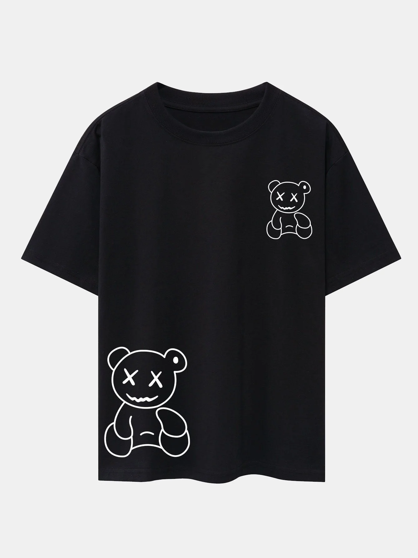 Adolfo® | Bear line Print Drop Shoulder Oversize T-Shirt - Image 2