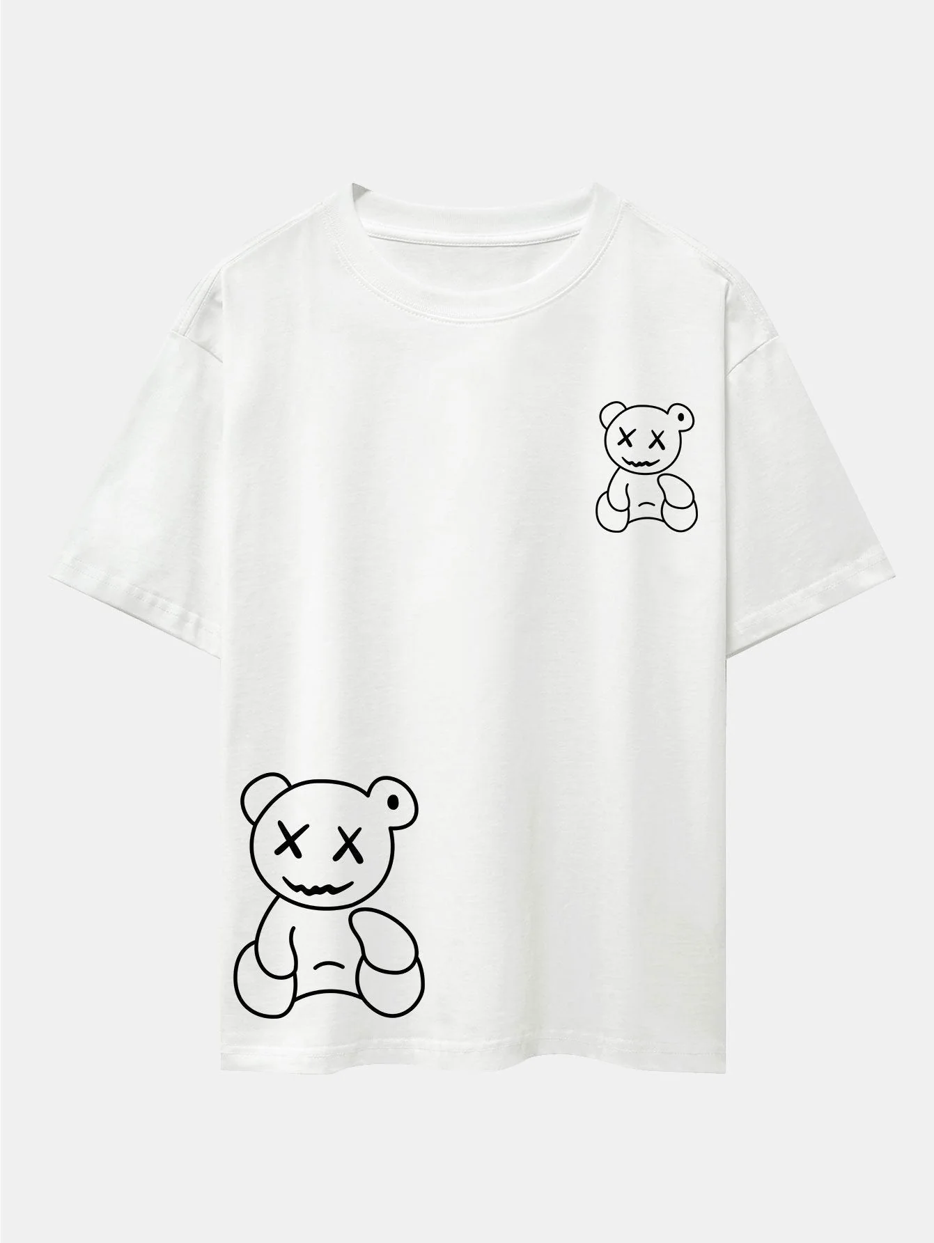 Adolfo® | Bear line Print Drop Shoulder Oversize T-Shirt - Image 3