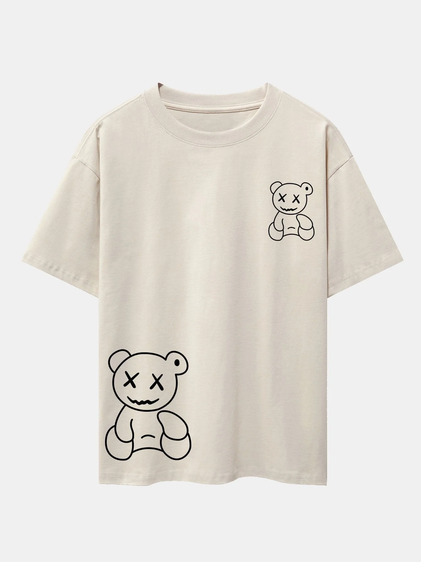 Adolfo® | Bear line Print Drop Shoulder Oversize T-Shirt - Image 4