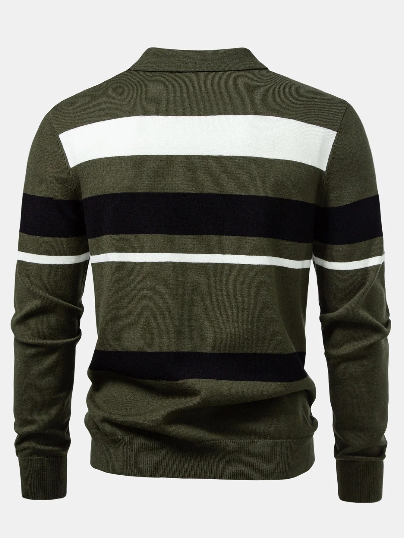 Adolfo® | Long Sleeve Stripe Knit Polo Shirt - Image 10