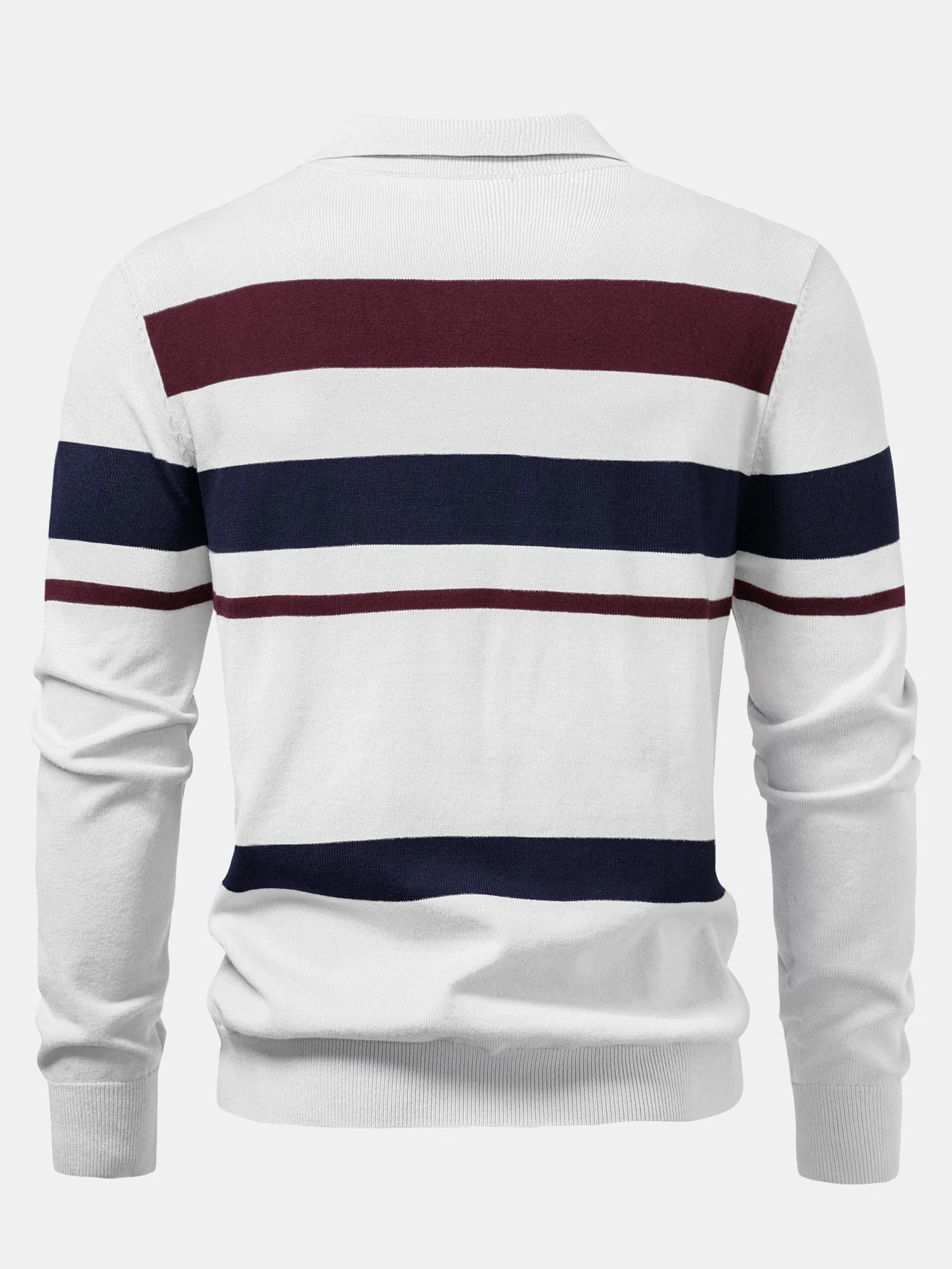 Adolfo® | Long Sleeve Stripe Knit Polo Shirt - Image 12