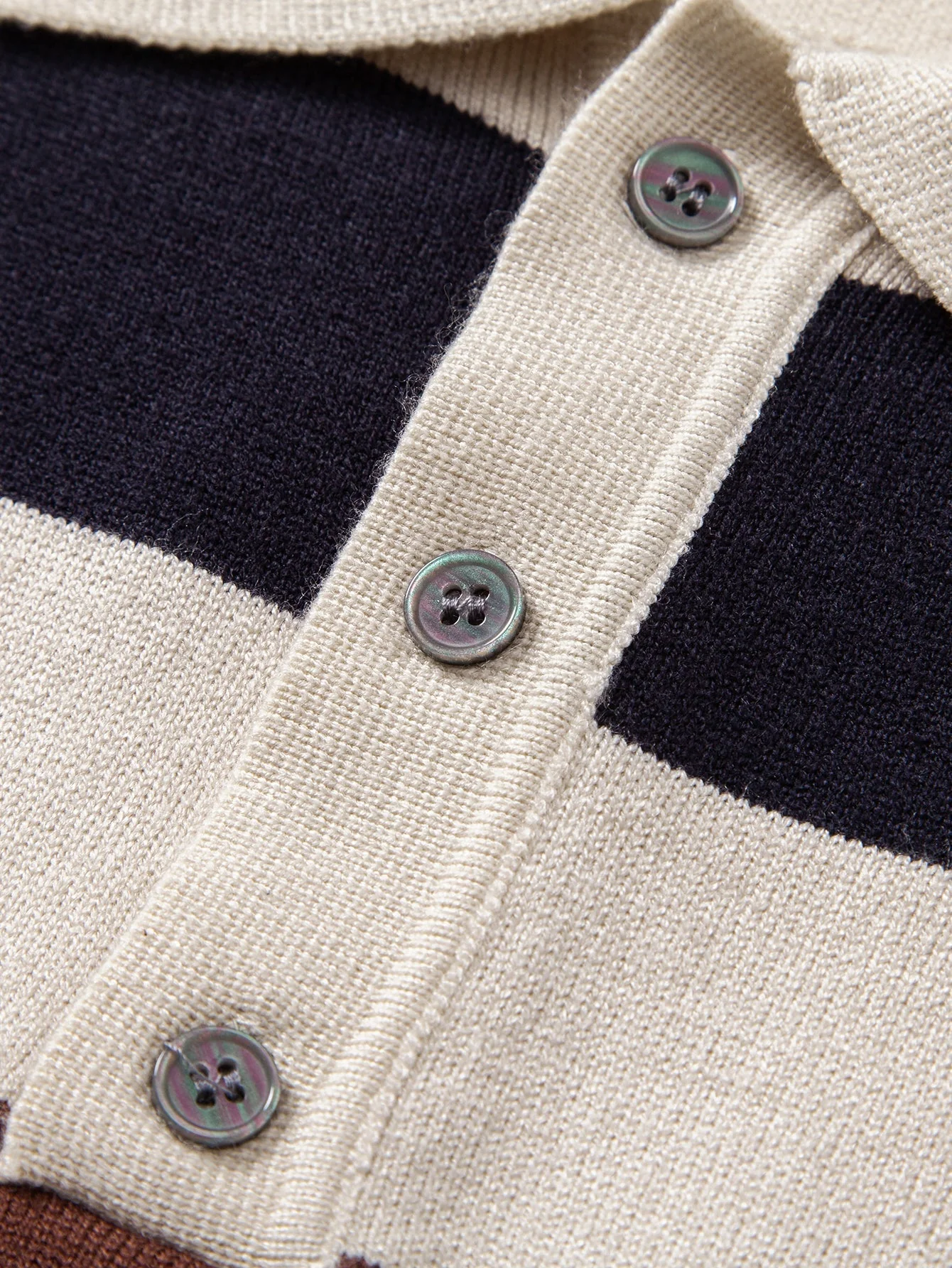 Adolfo® | Long Sleeve Stripe Knit Polo Shirt - Image 2
