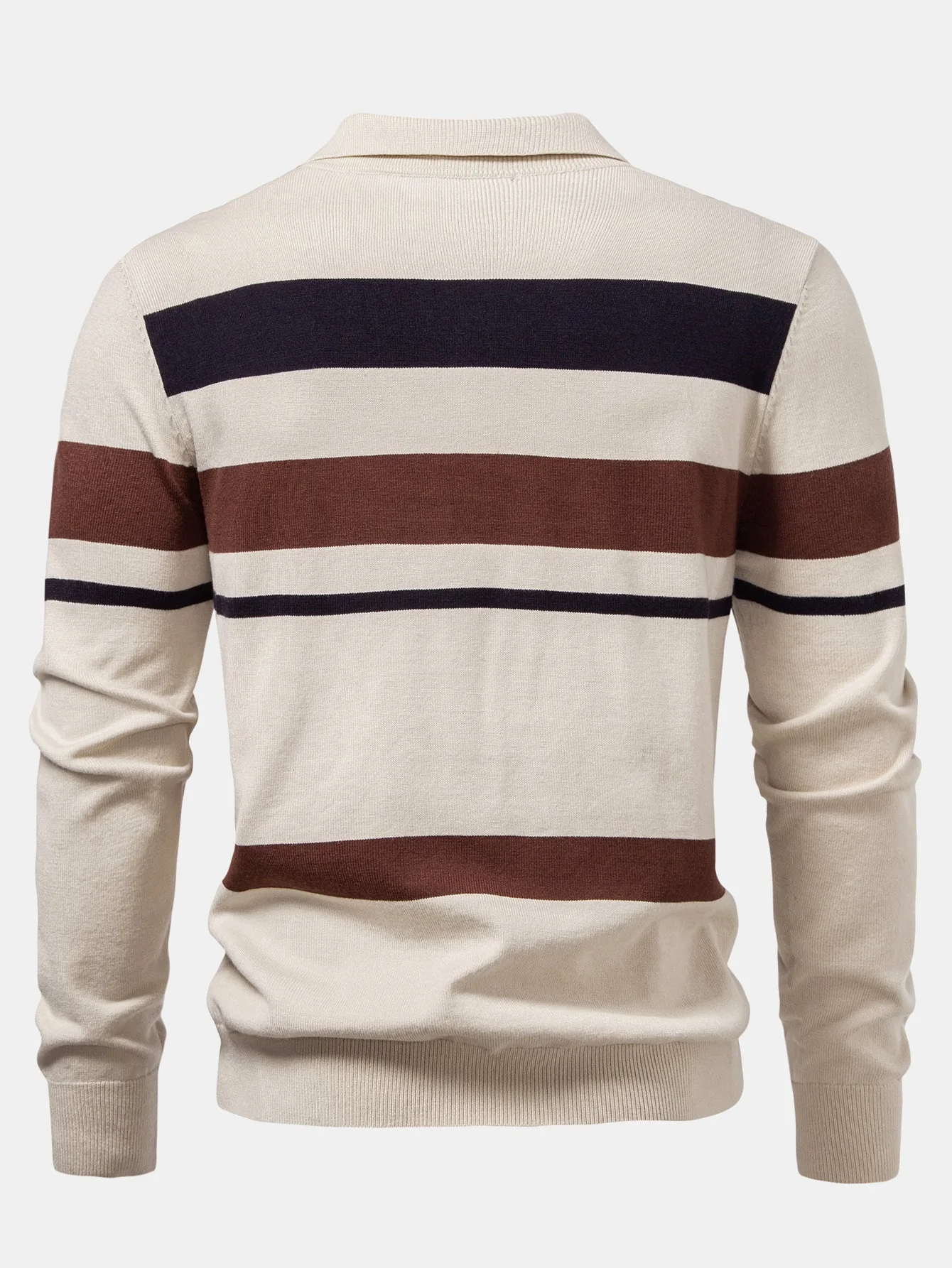 Adolfo® | Long Sleeve Stripe Knit Polo Shirt - Image 6