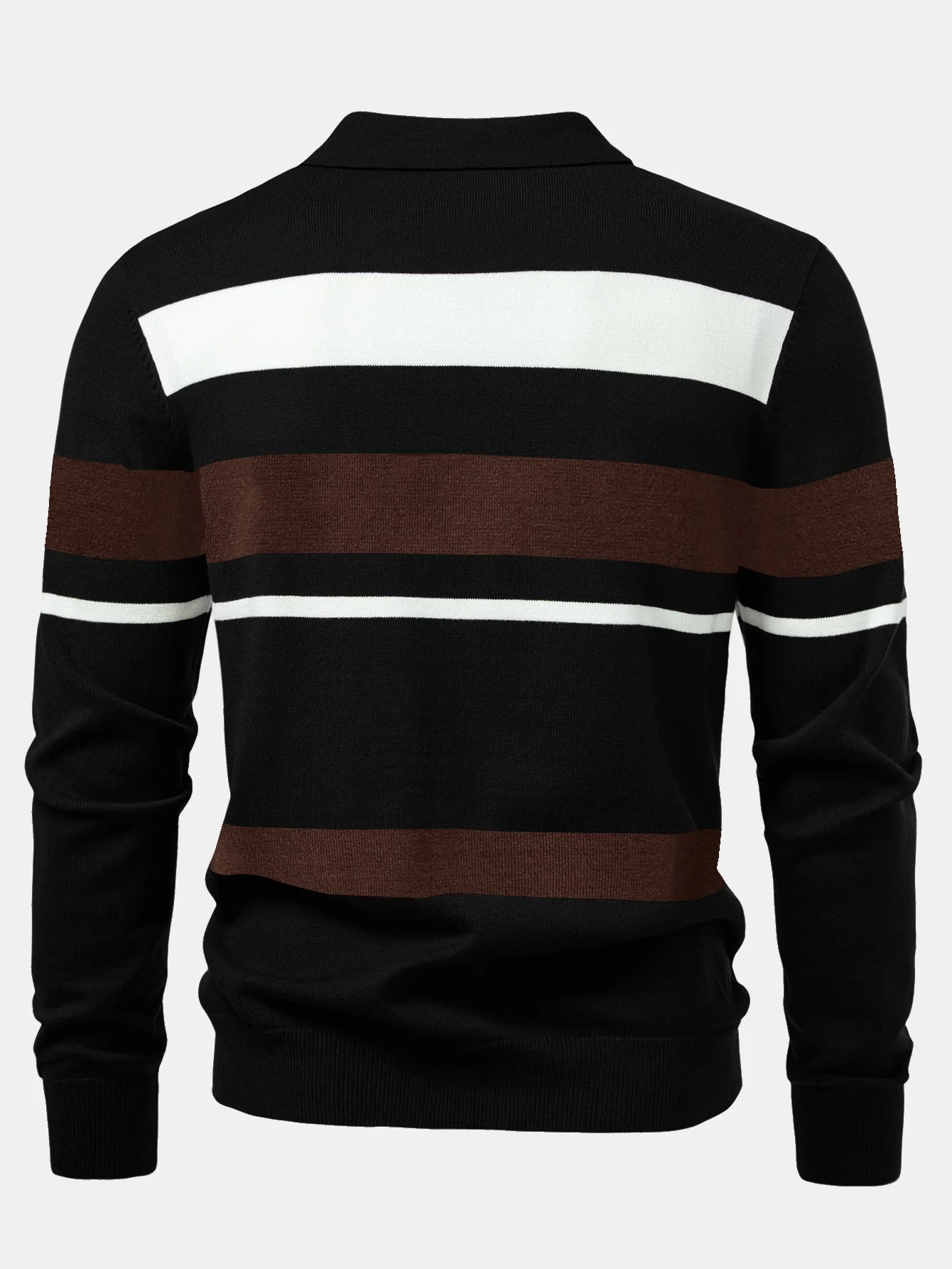 Adolfo® | Long Sleeve Stripe Knit Polo Shirt - Image 8